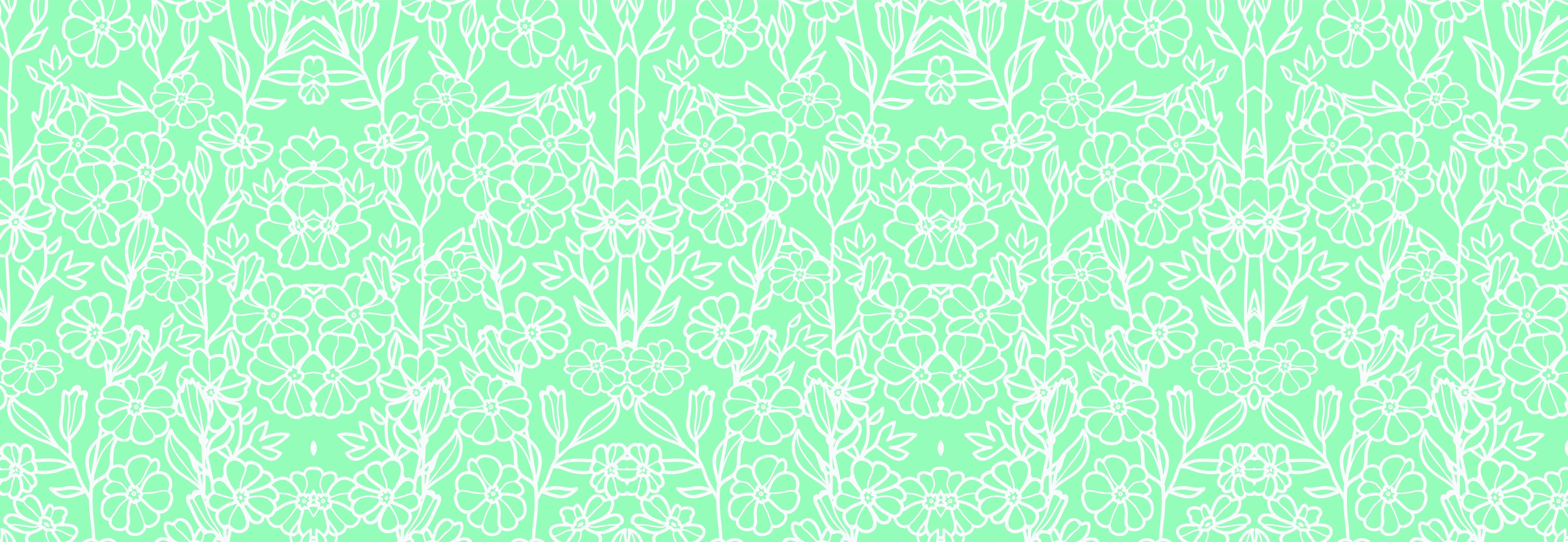 Waschbecken-Rückwand-Florales Lineart-Muster Mintgrün Weiß