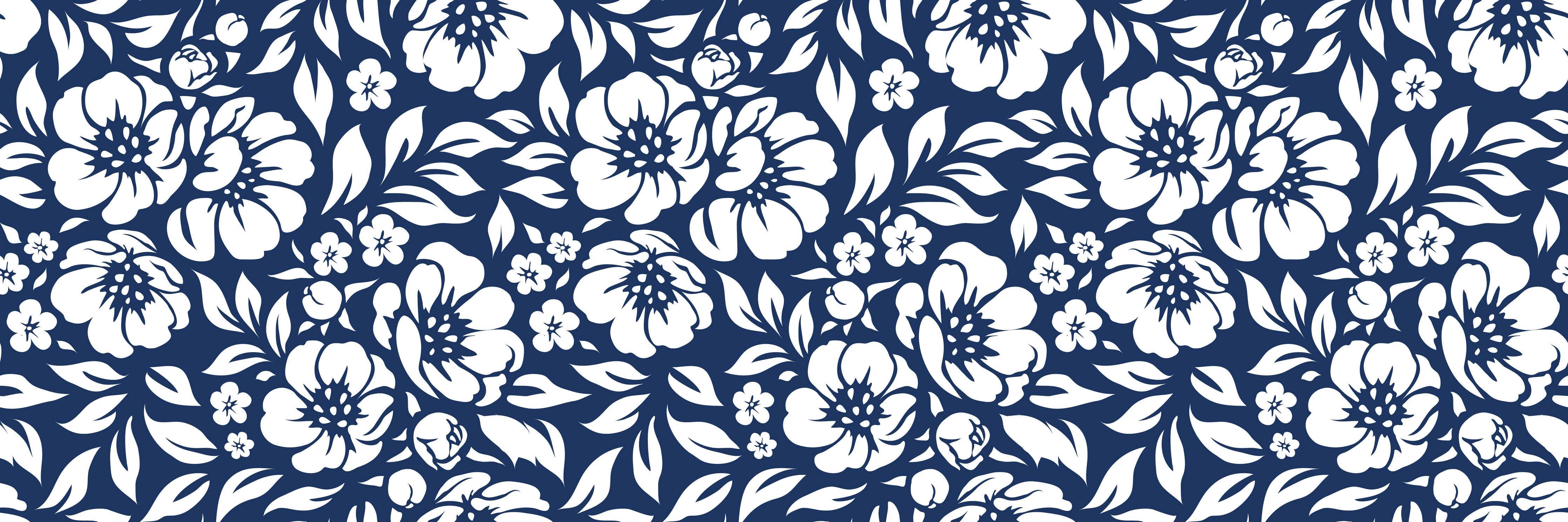 Waschbecken-Rückwand-Florales Muster Blau-Weiß