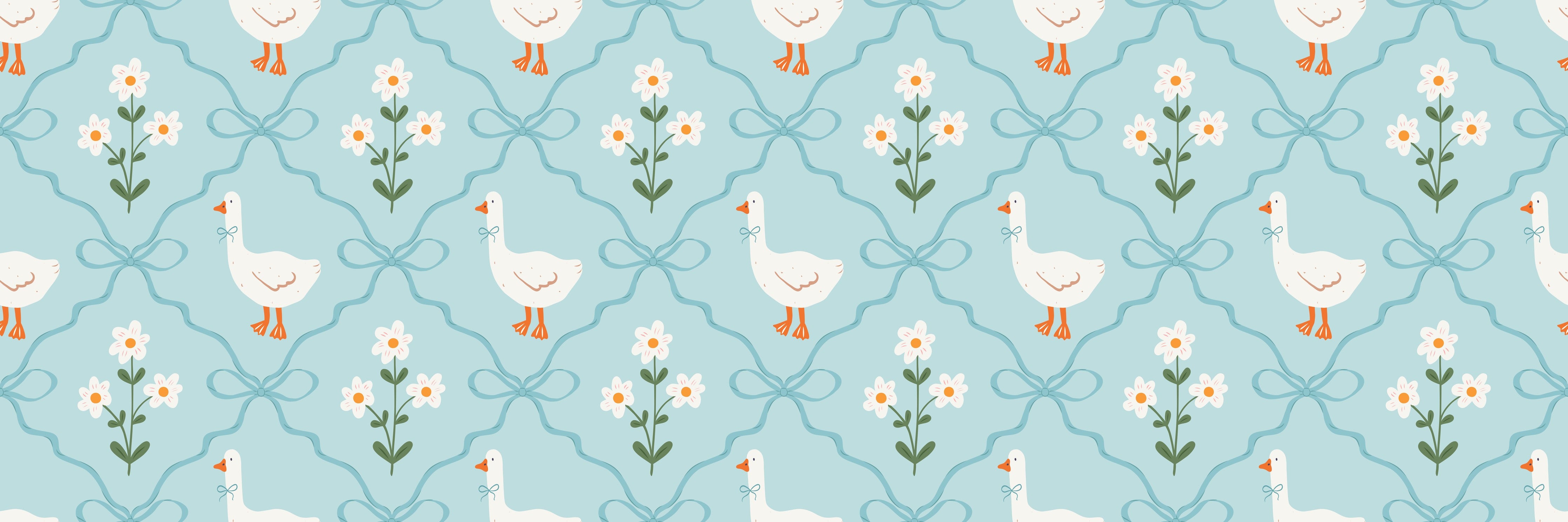 Waschbecken-Rückwand-Gänse Vintage Muster auf Hellblau