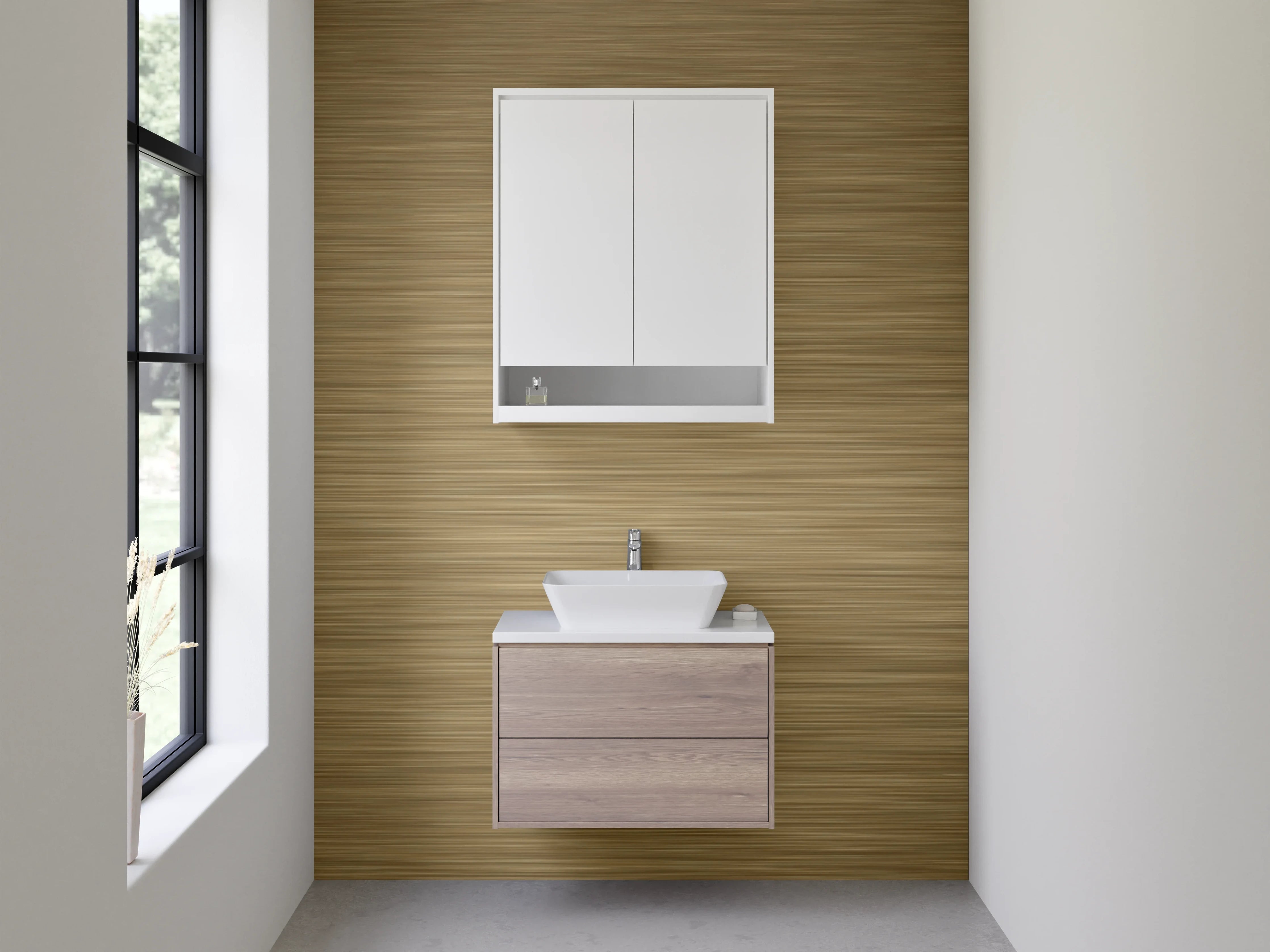 Waschbecken-Rückwand - Gebürstete Goldoptik Struktur