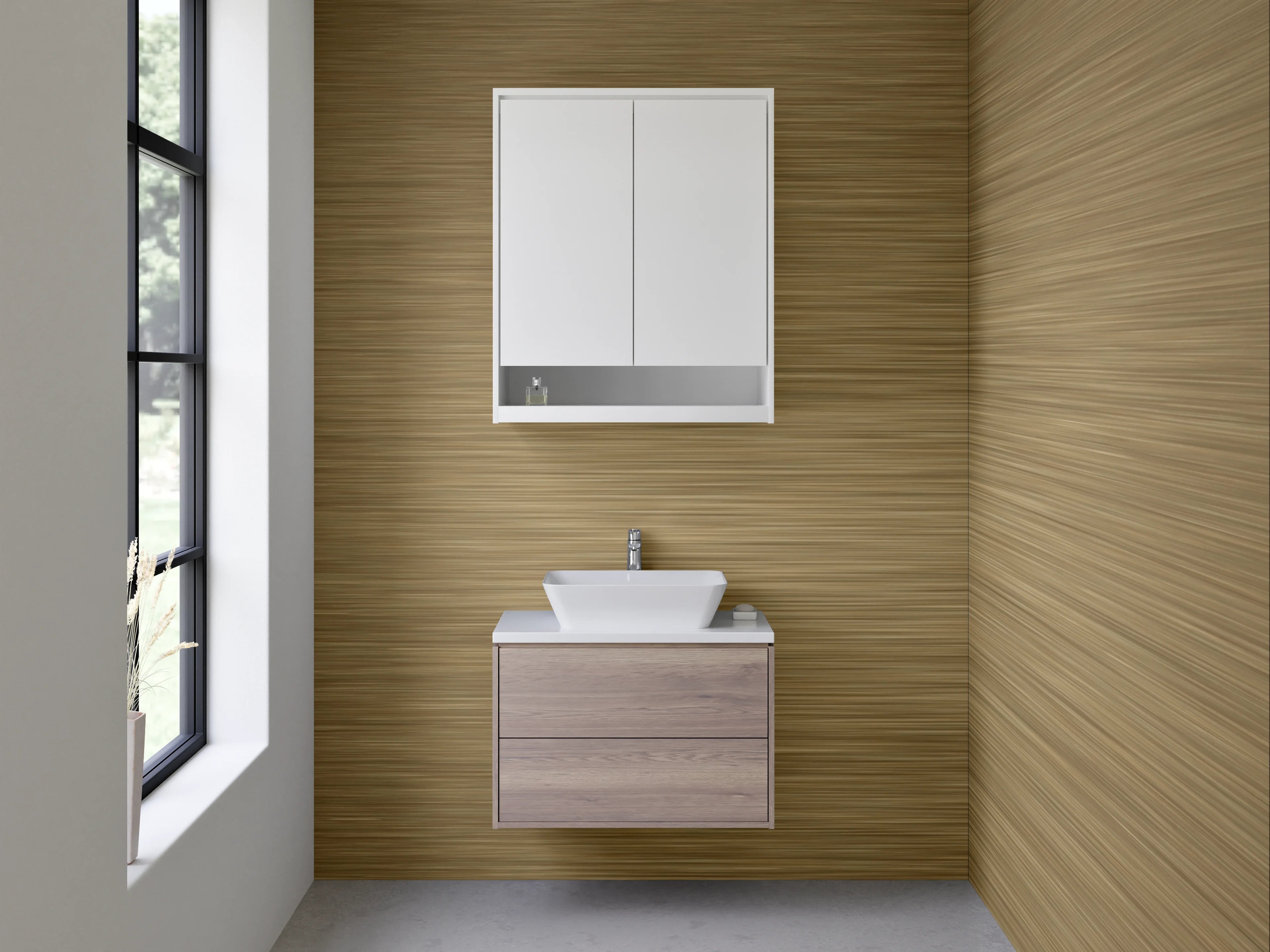 Waschbecken-Rückwand - Gebürstete Goldoptik Struktur