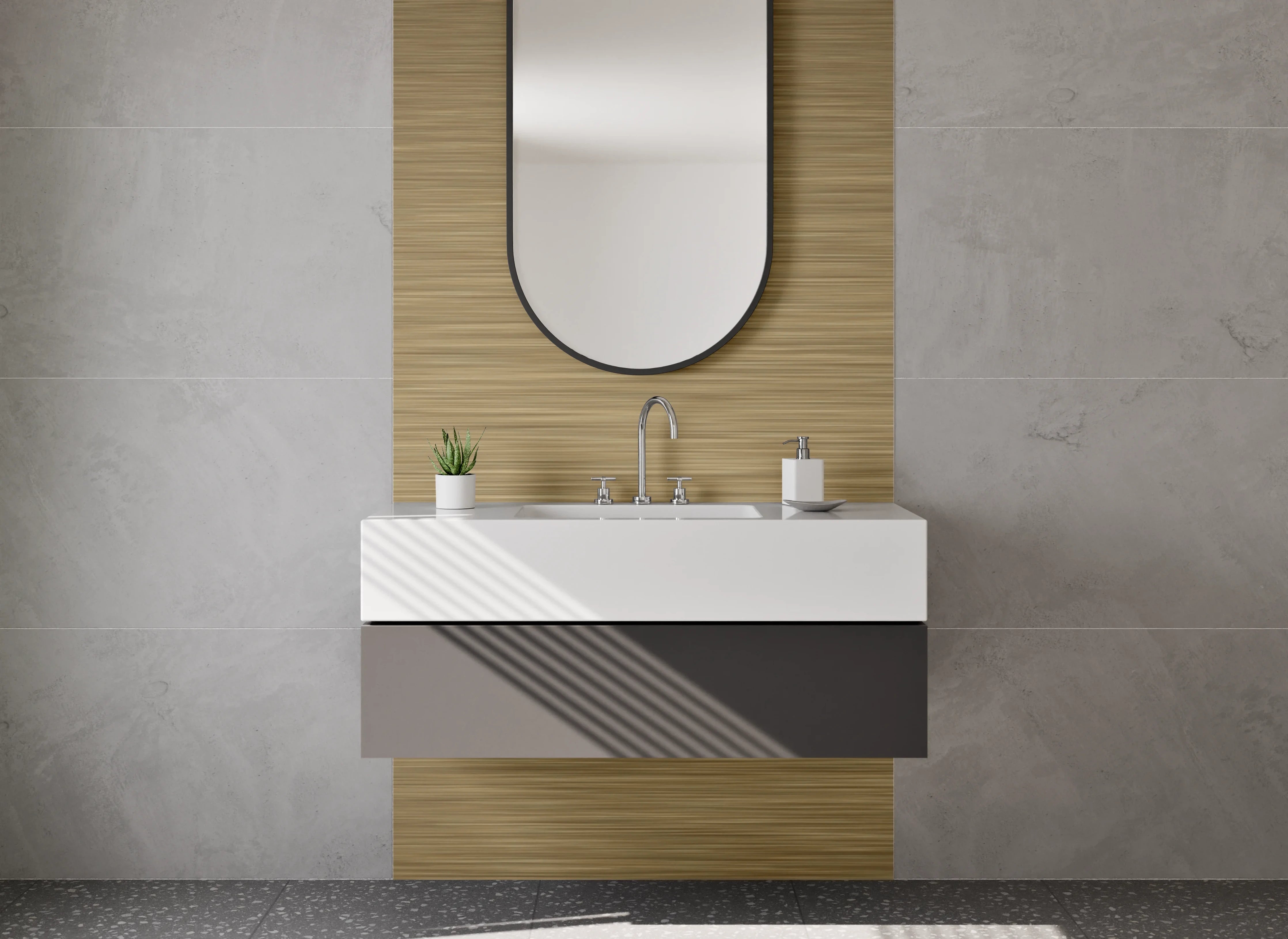 Waschbecken-Rückwand - Gebürstete Goldoptik Struktur