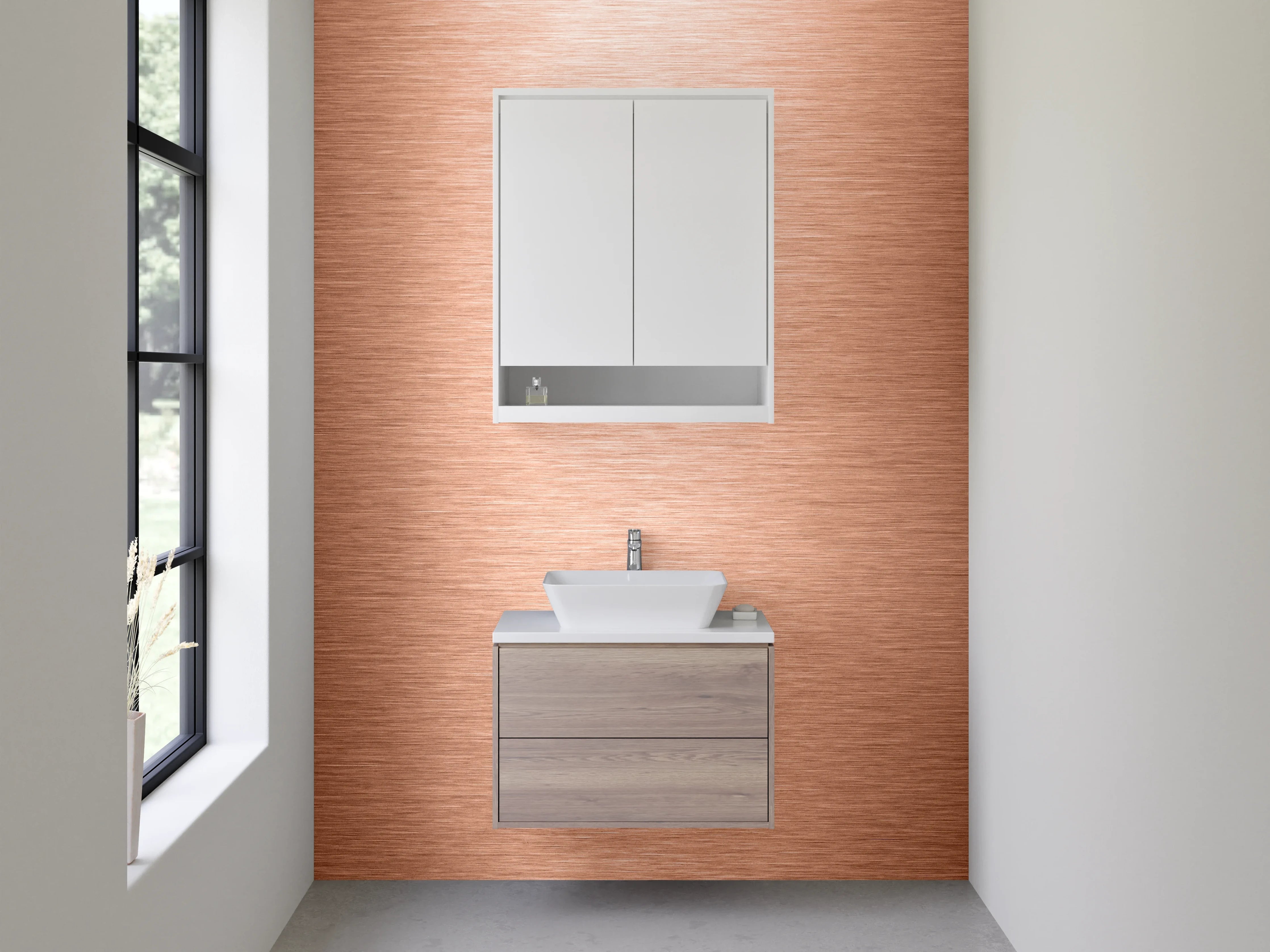 Waschbecken-Rückwand - Gebürstete Kupferoptik Metall