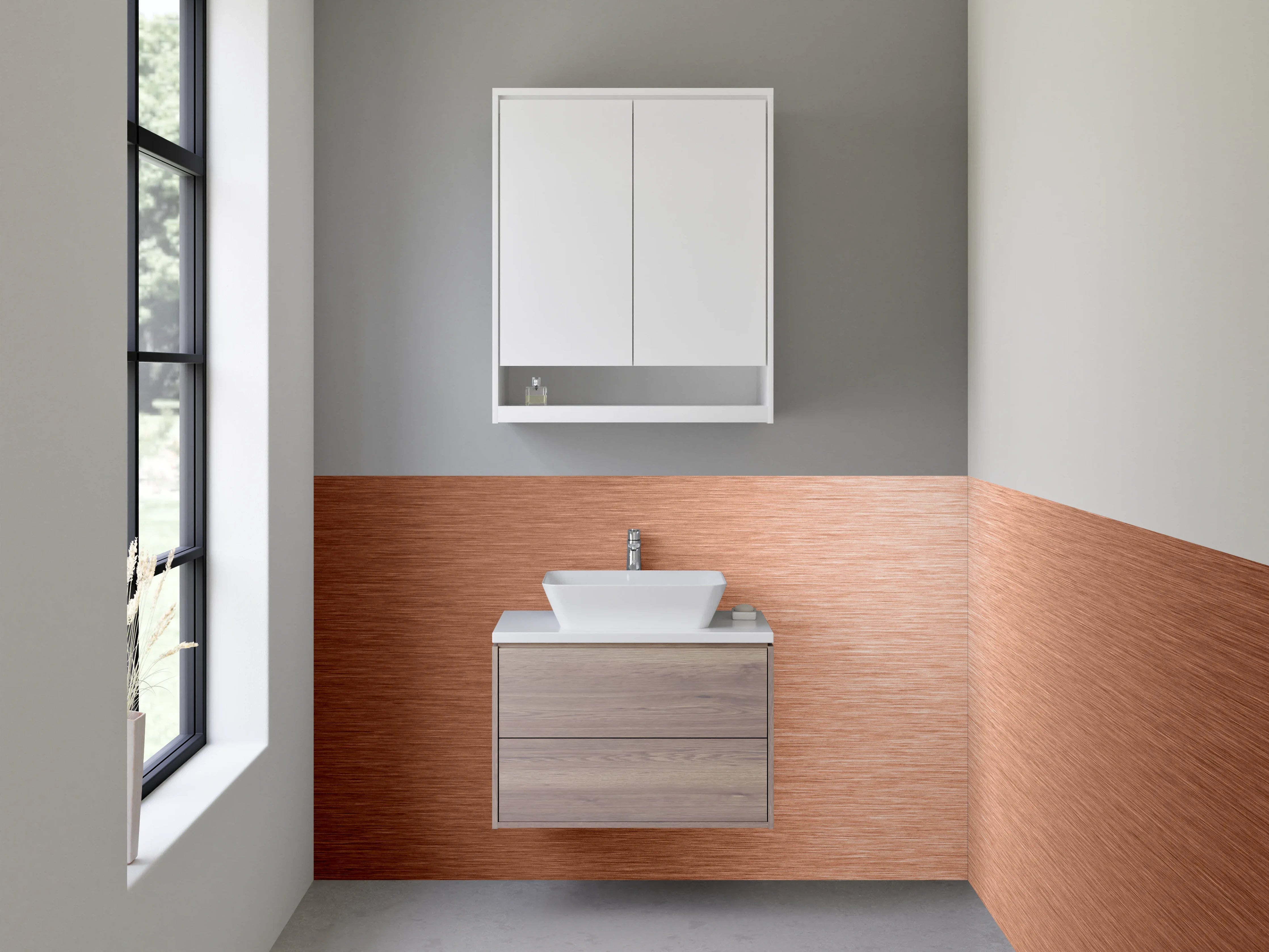 Waschbecken-Rückwand - Gebürstete Kupferoptik Metall