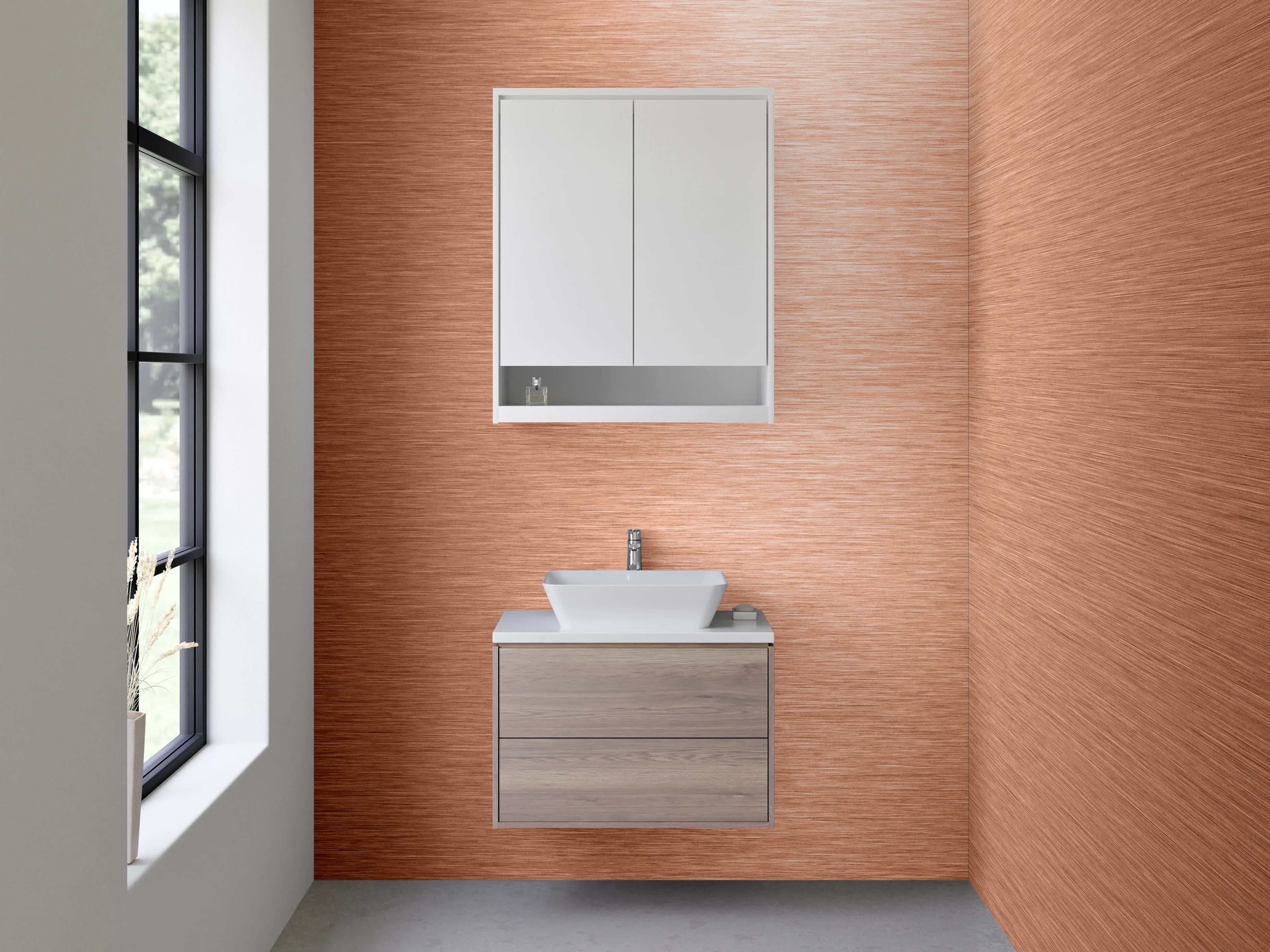 Waschbecken-Rückwand - Gebürstete Kupferoptik Metall