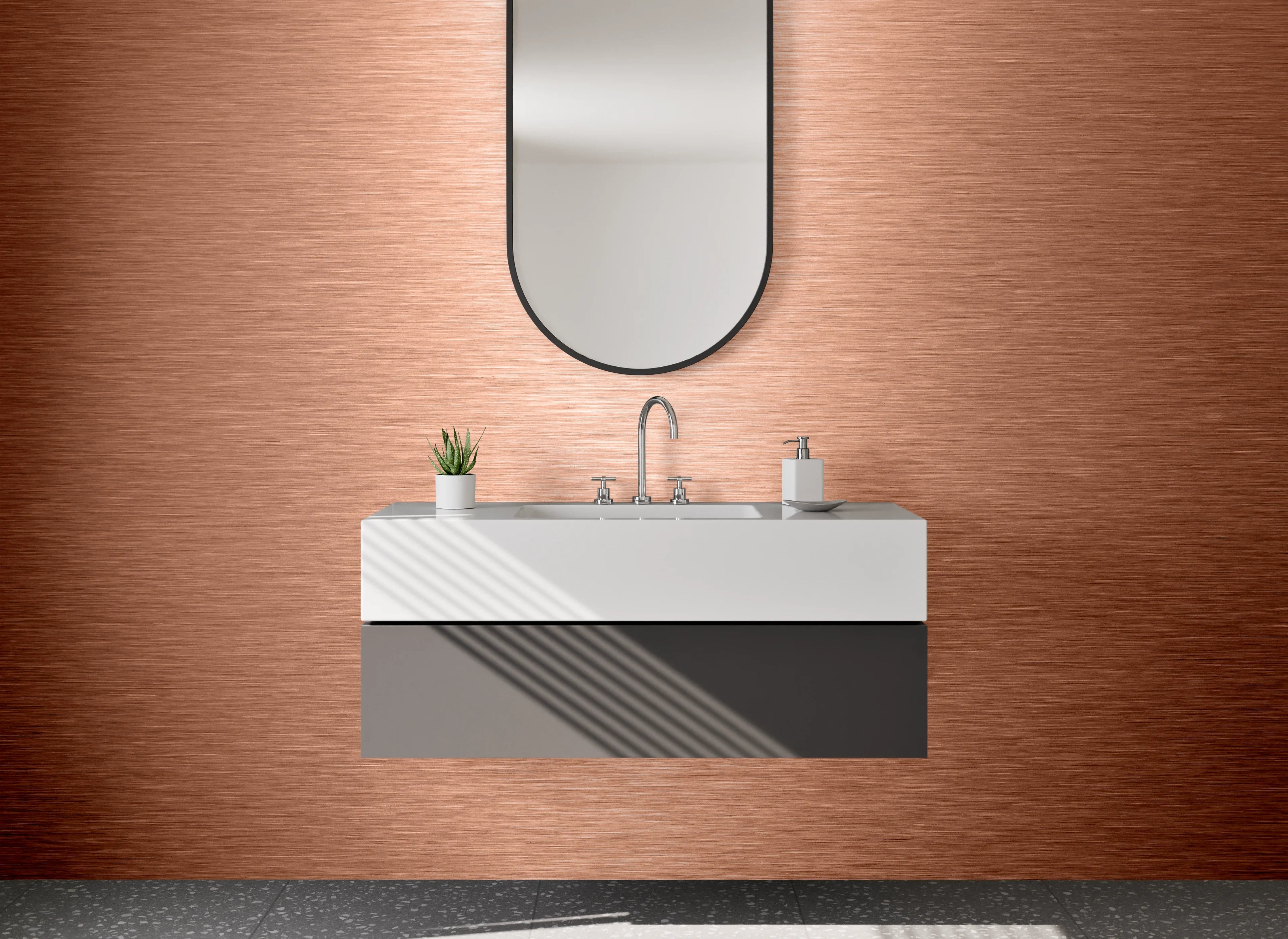 Waschbecken-Rückwand - Gebürstete Kupferoptik Metall