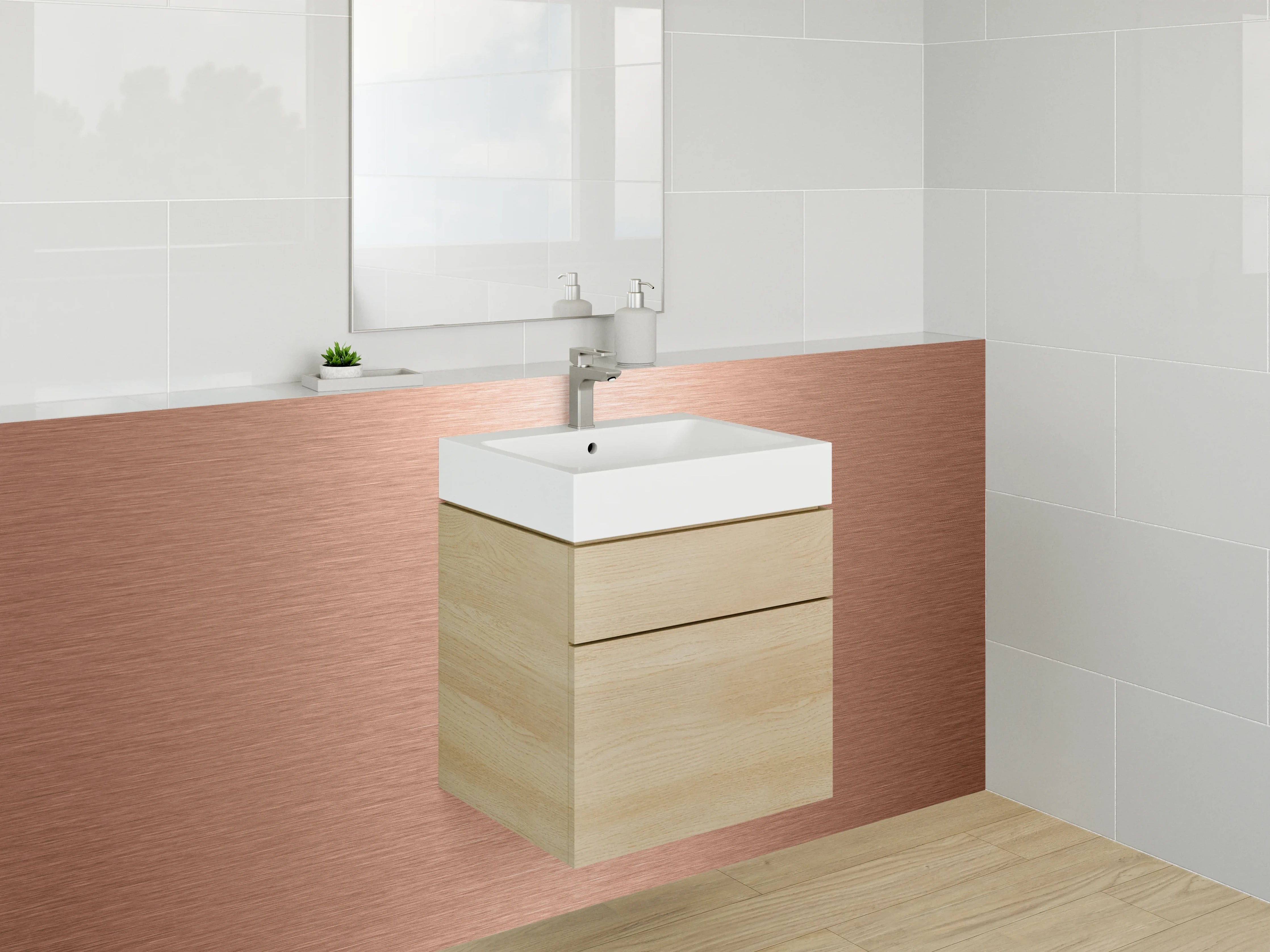 Waschbecken-Rückwand - Gebürstete Kupferoptik Metall