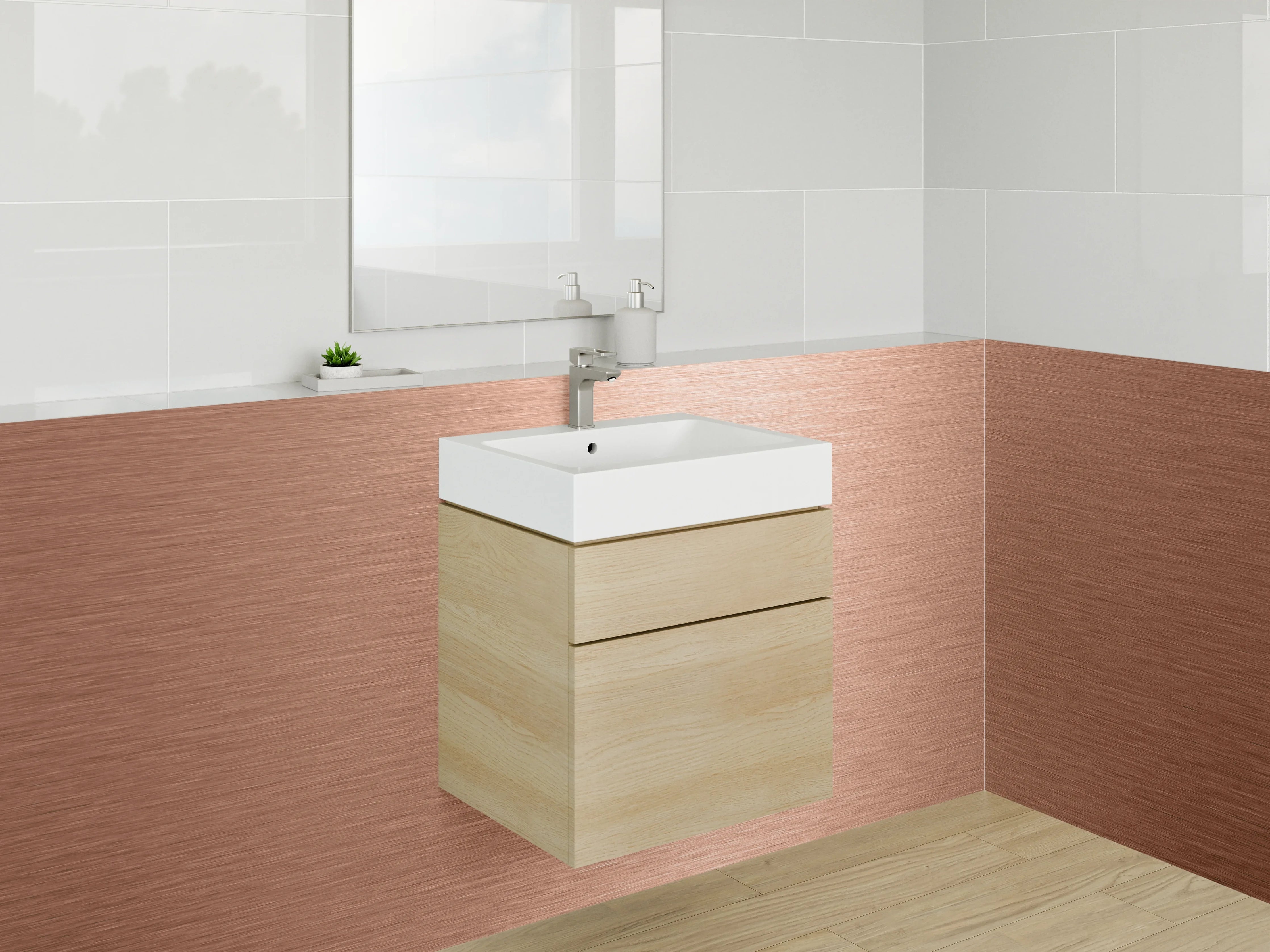 Waschbecken-Rückwand - Gebürstete Kupferoptik Metall