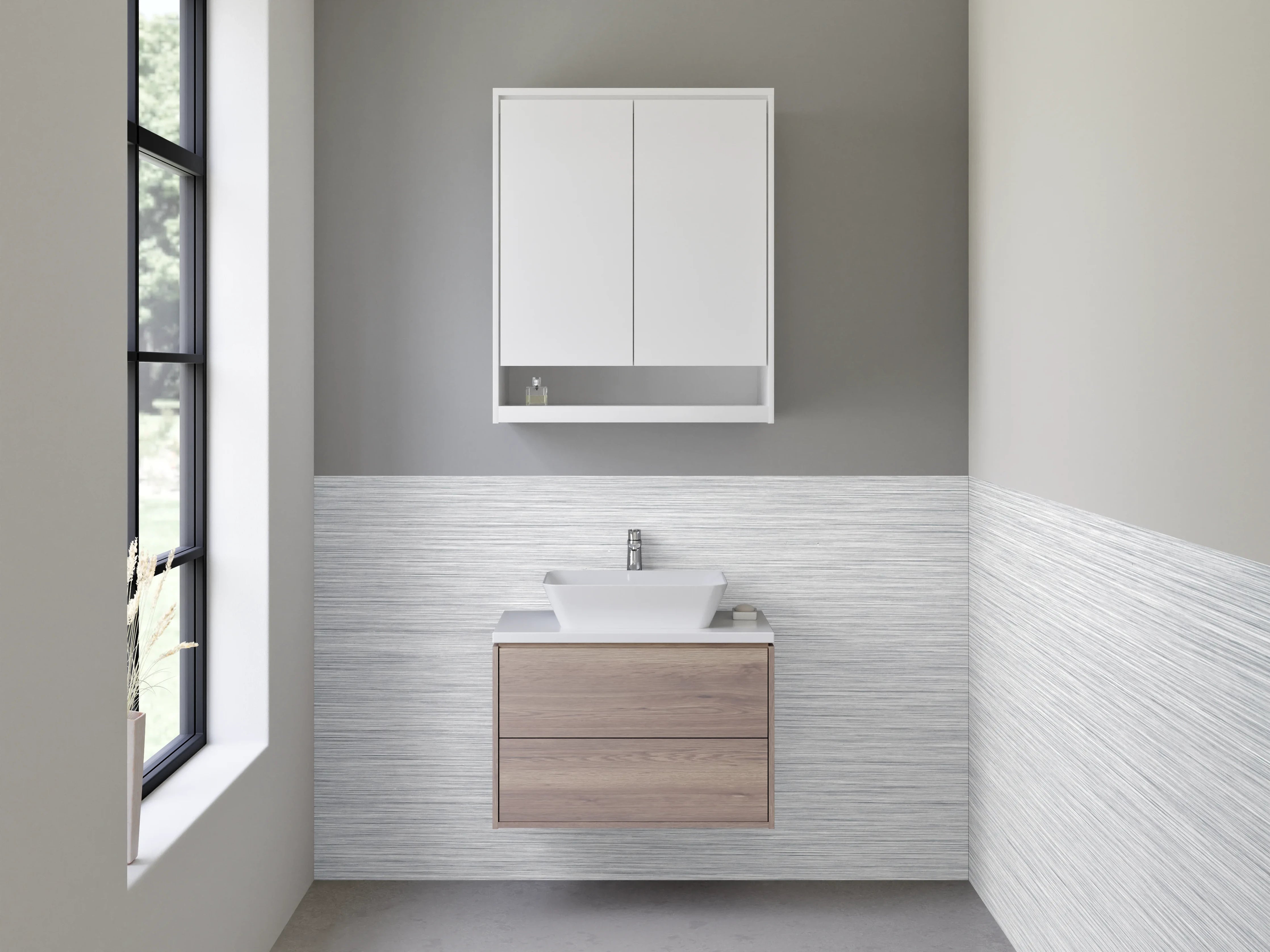 Waschbecken-Rückwand - Gebürstete silber-graue Metalloptik