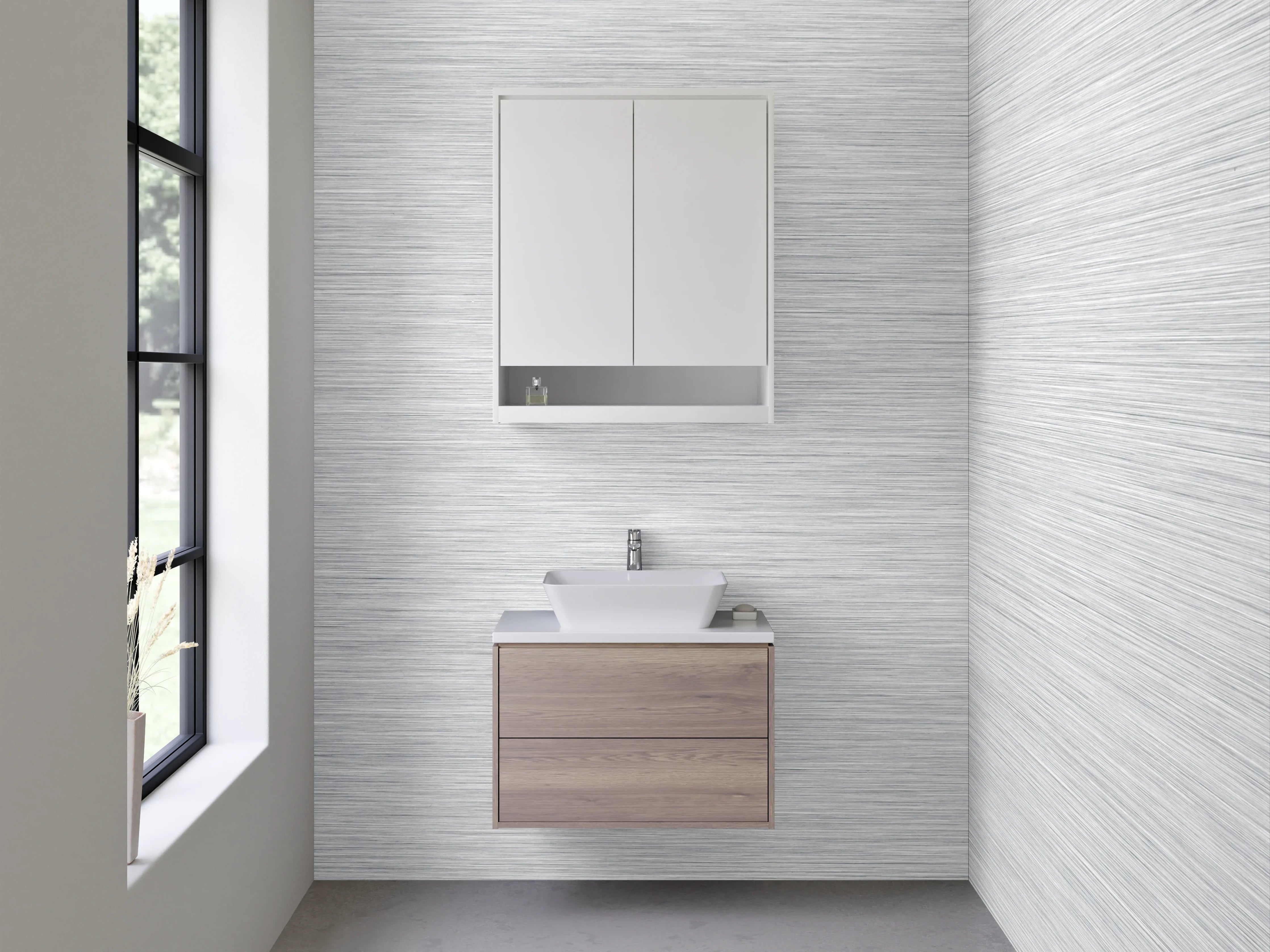 Waschbecken-Rückwand - Gebürstete silber-graue Metalloptik