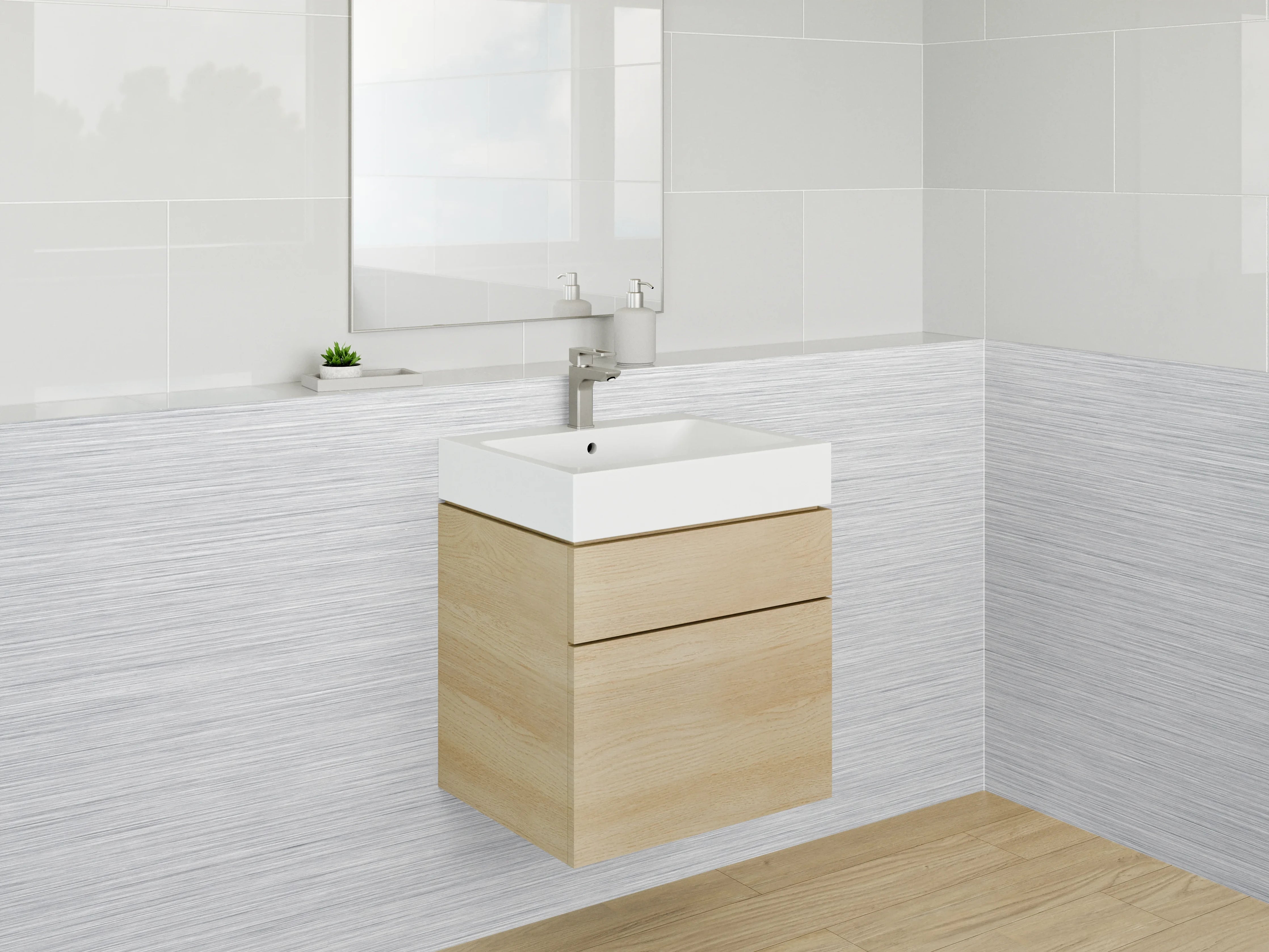 Waschbecken-Rückwand - Gebürstete silber-graue Metalloptik