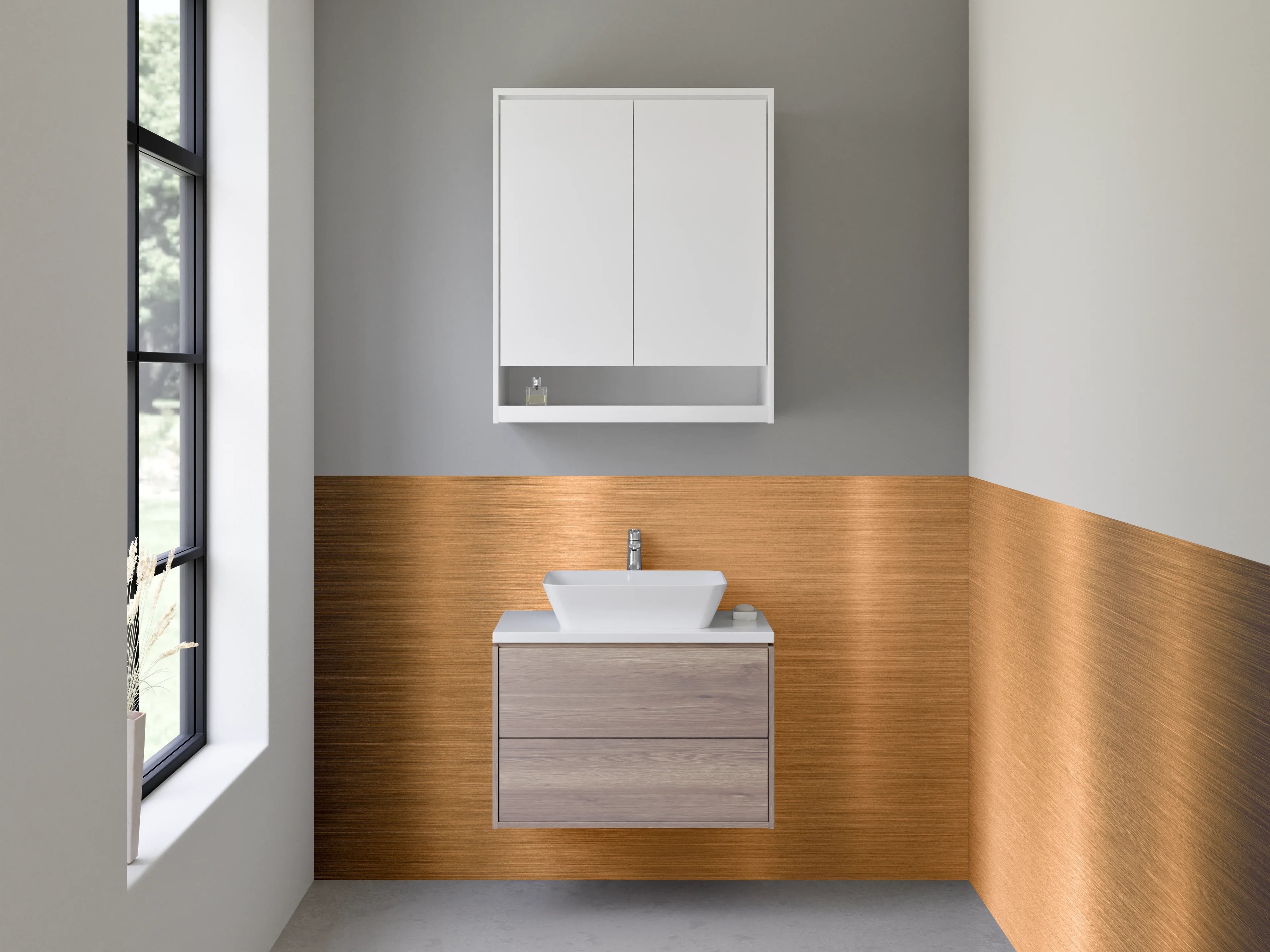 Waschbecken-Rückwand - Gebürstetes Kupfer-Metall Design