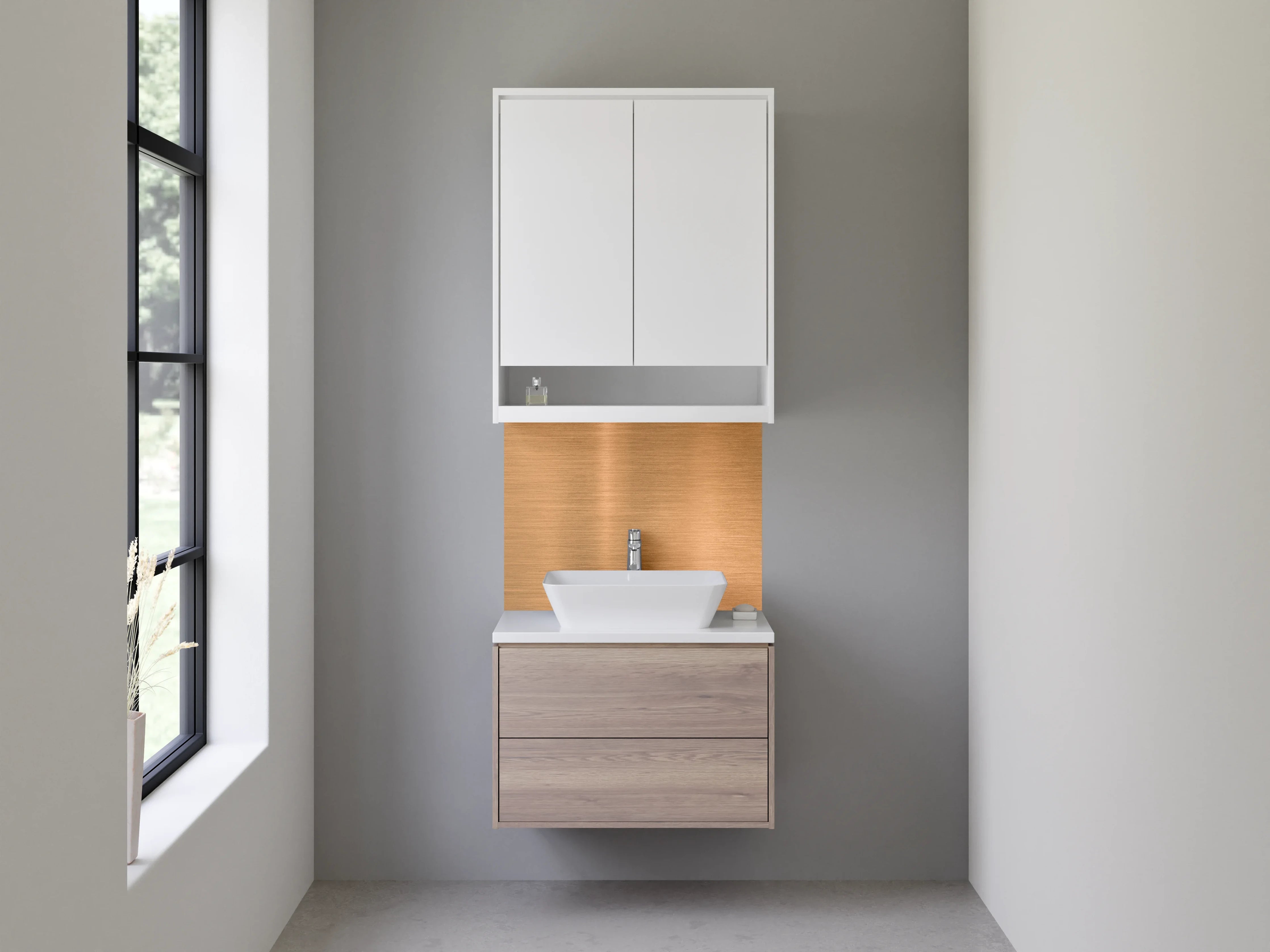 Waschbecken-Rückwand - Gebürstetes Kupfer-Metall Design