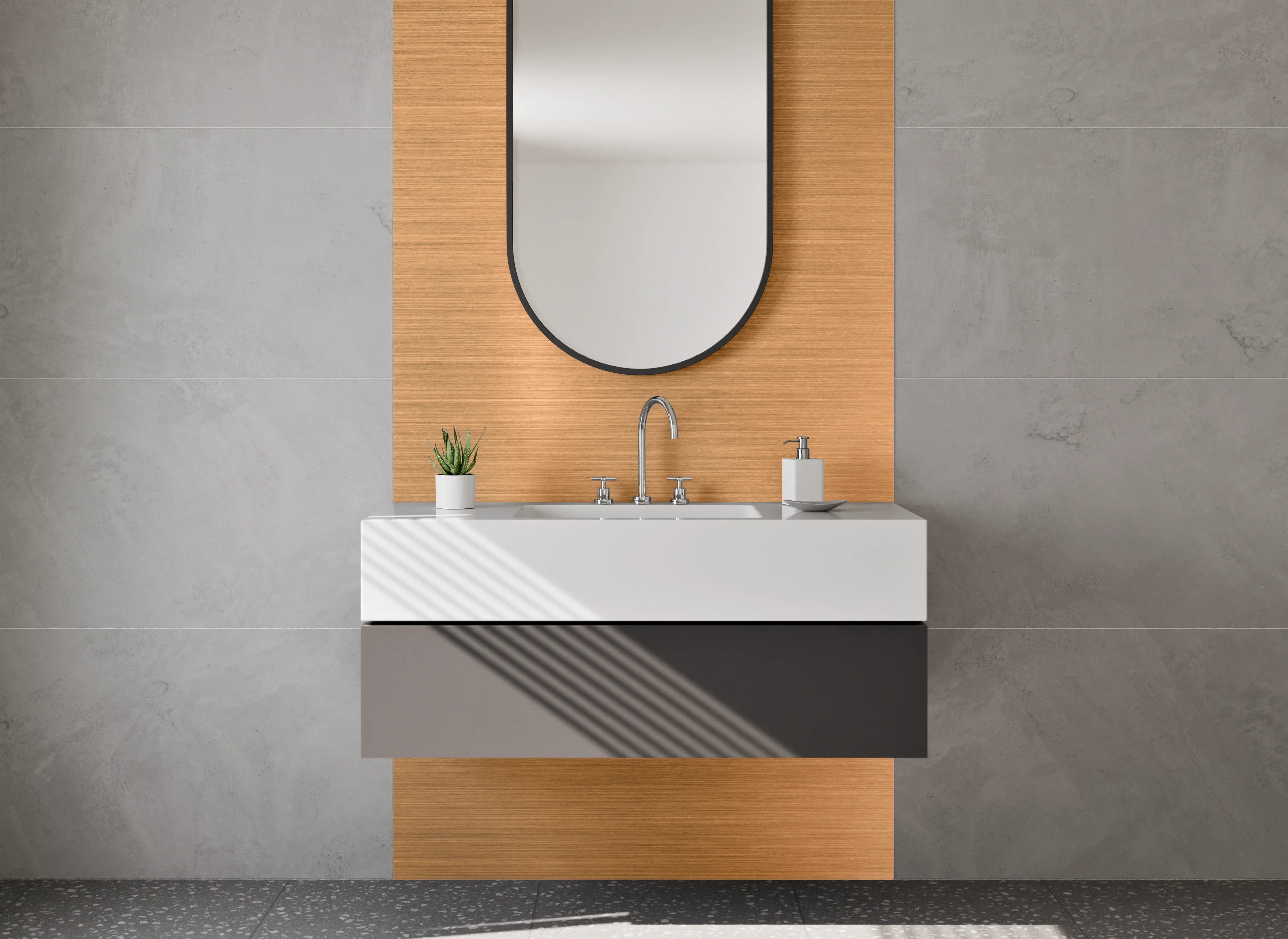 Waschbecken-Rückwand - Gebürstetes Kupfer-Metall Design