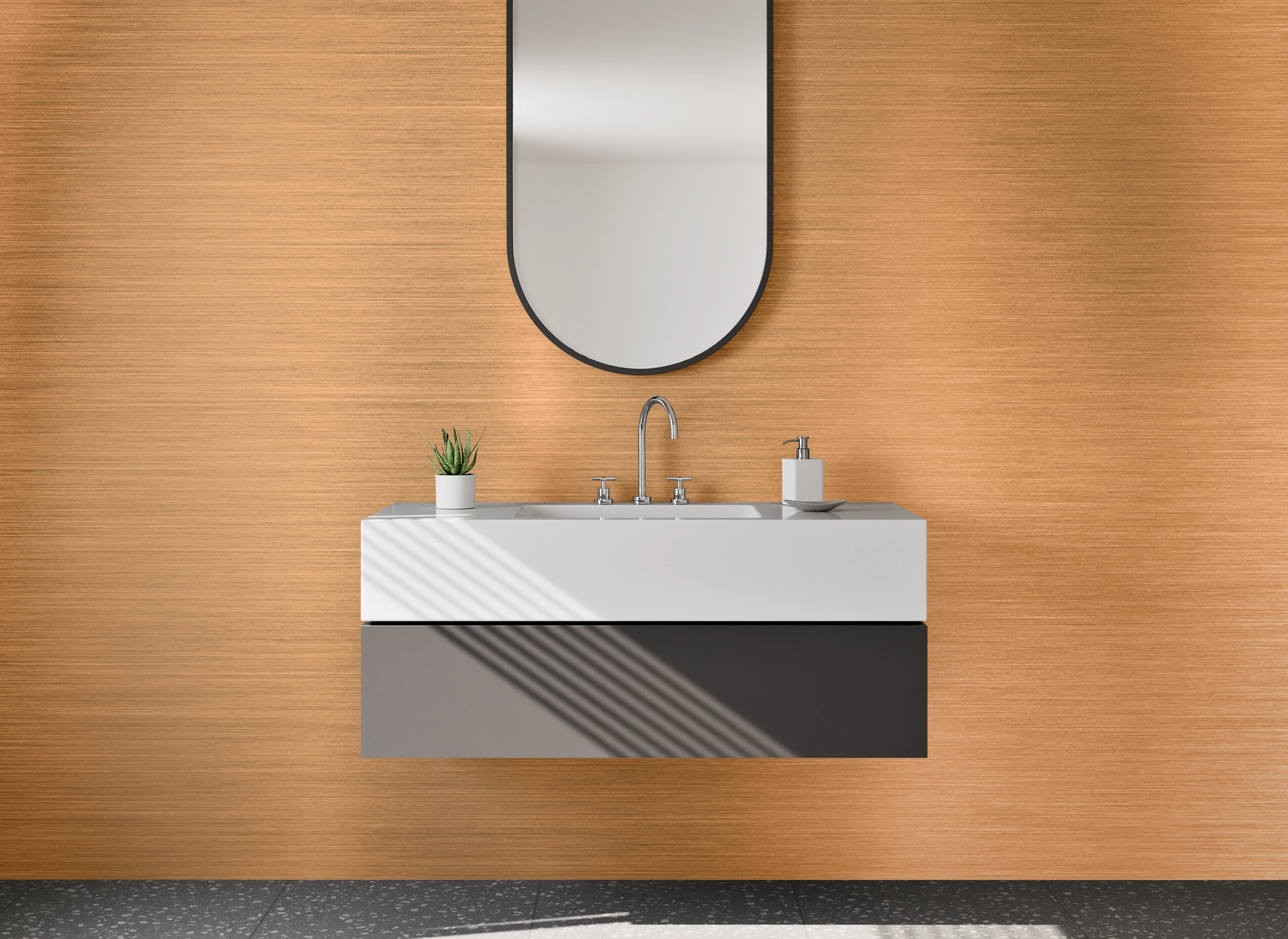 Waschbecken-Rückwand - Gebürstetes Kupfer-Metall Design