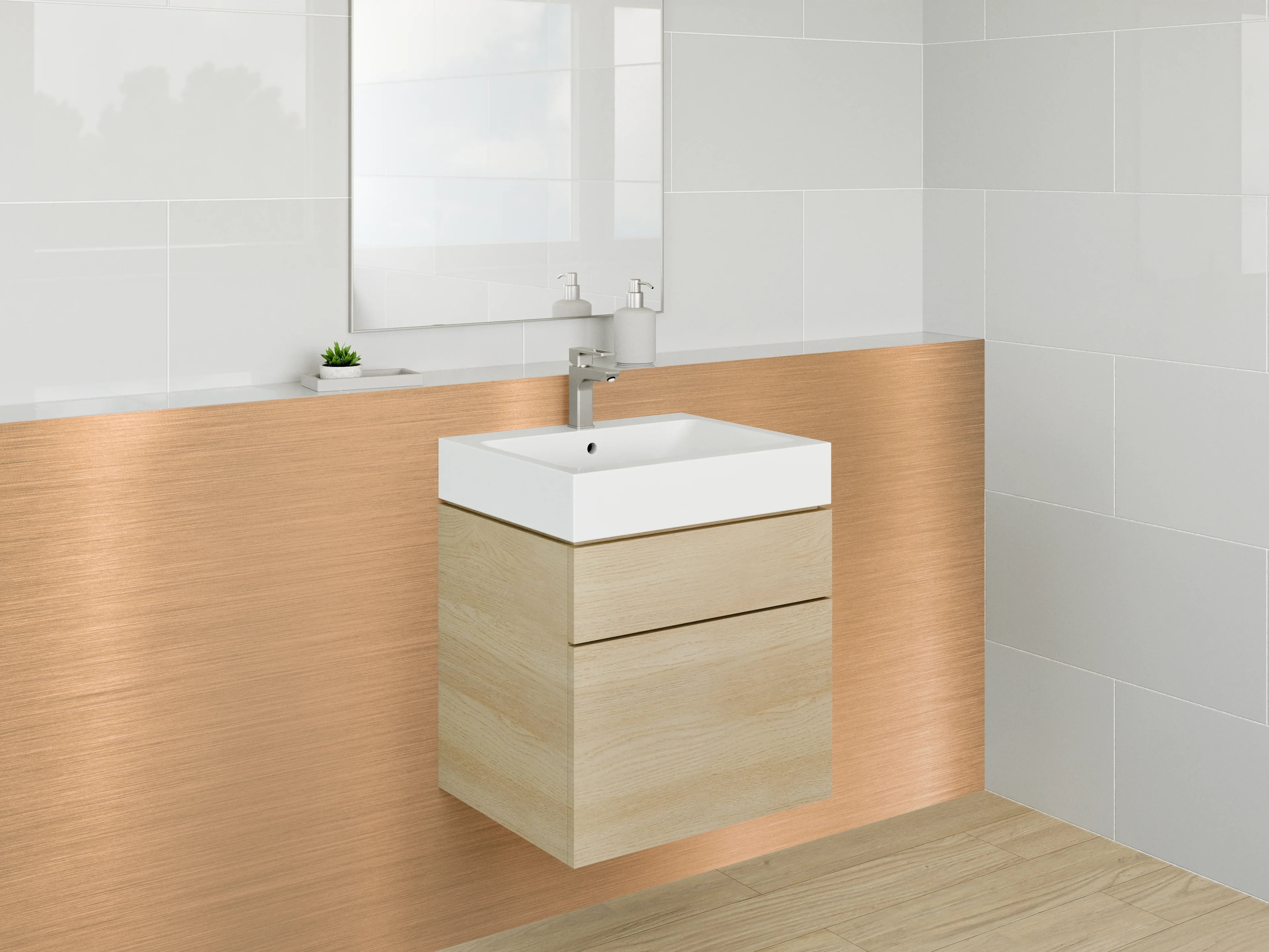 Waschbecken-Rückwand - Gebürstetes Kupfer-Metall Design