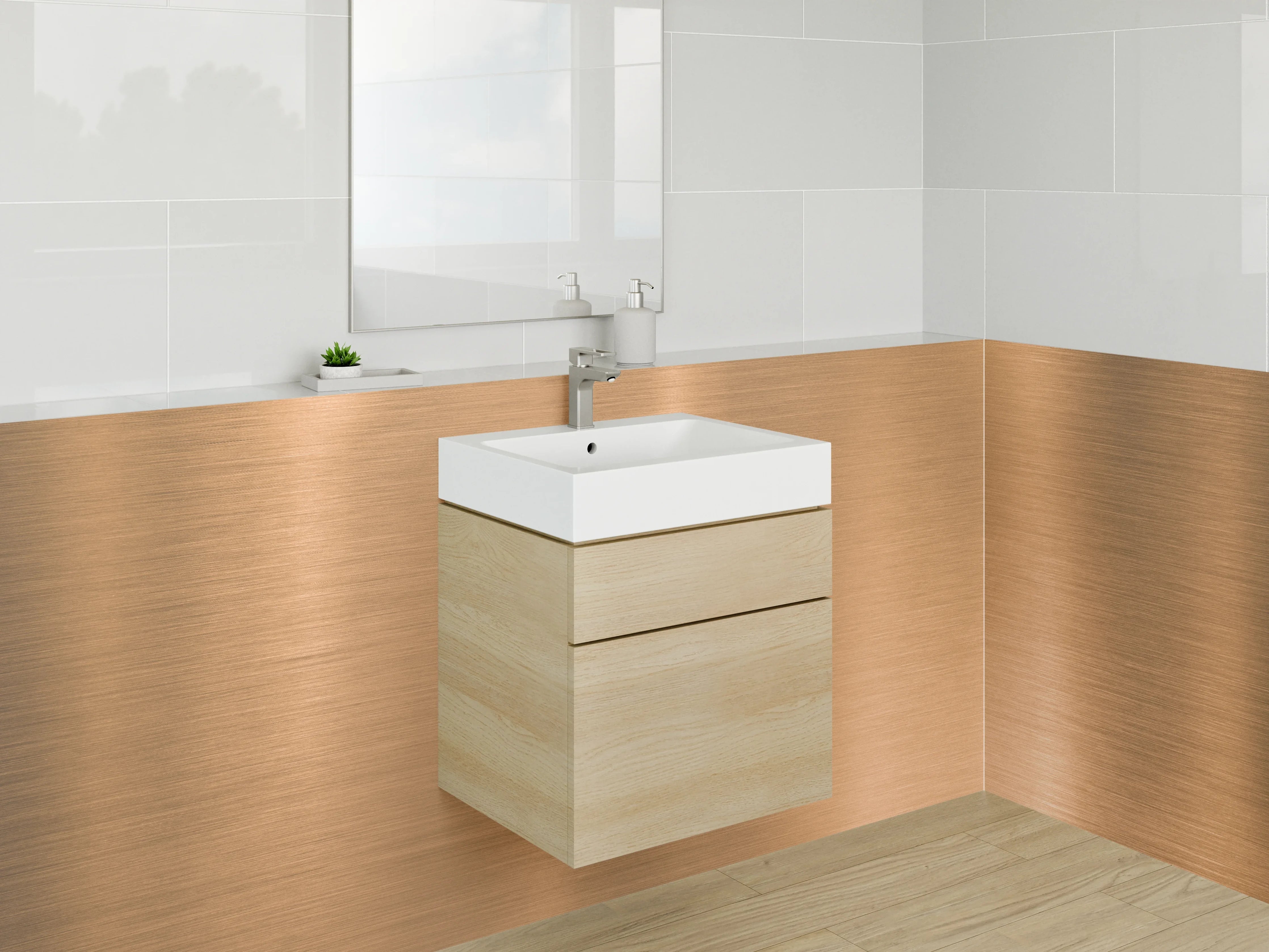 Waschbecken-Rückwand - Gebürstetes Kupfer-Metall Design