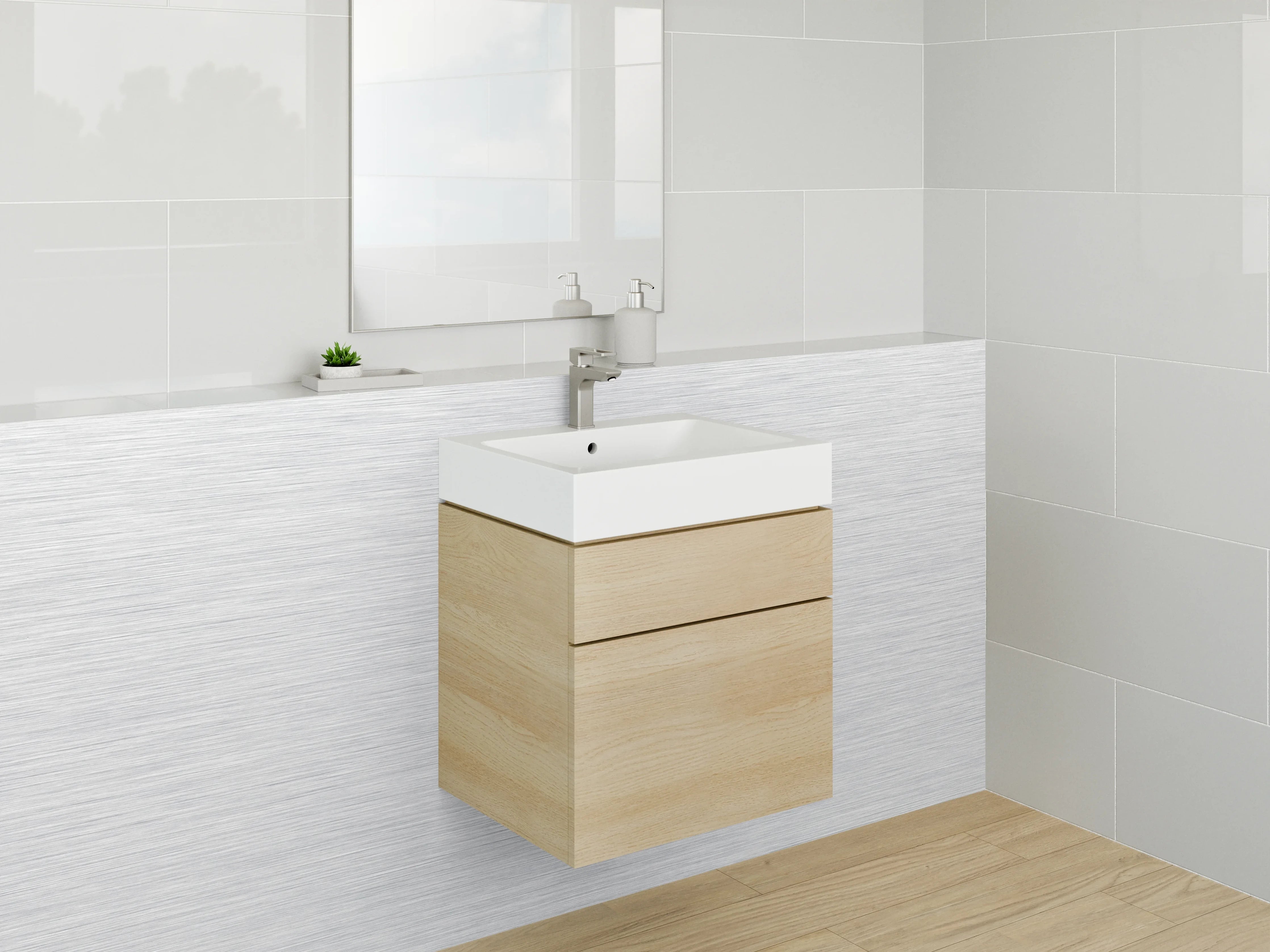 Waschbecken-Rückwand - Gebürstetes Metall in Weiß und Grau