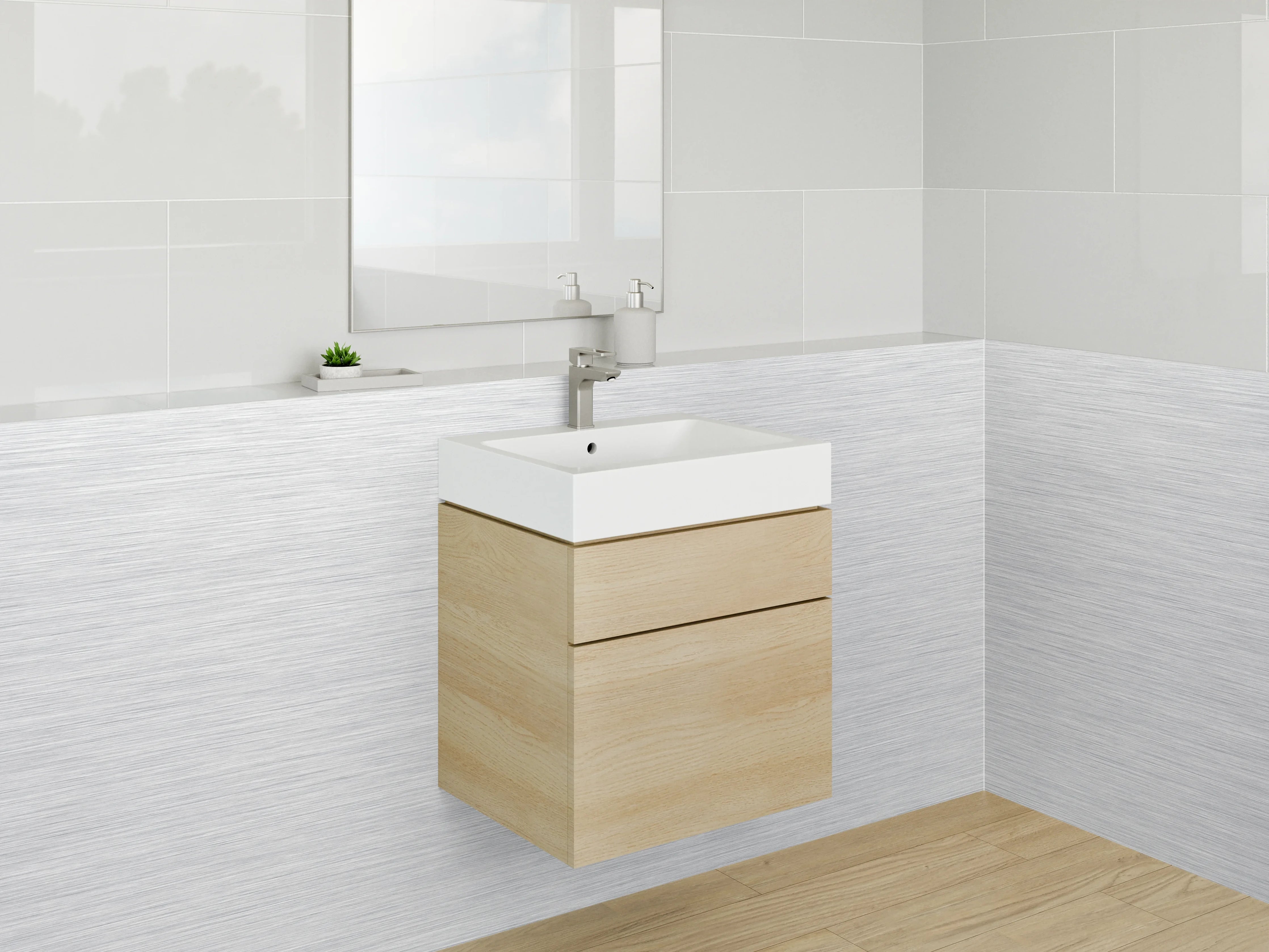 Waschbecken-Rückwand - Gebürstetes Metall in Weiß und Grau