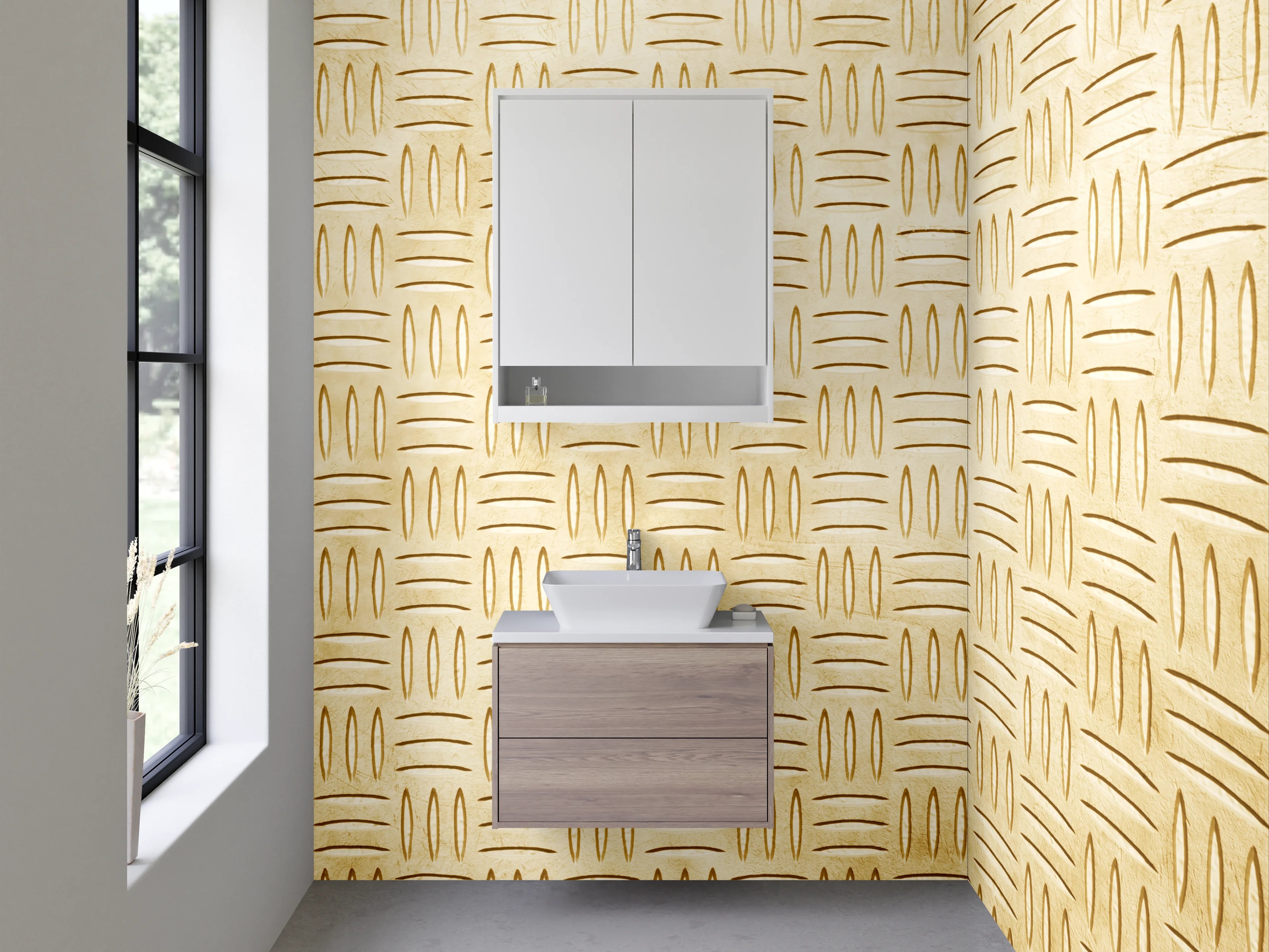 Waschbecken-Rückwand - Geflochtenes Korbmuster Beige Braun