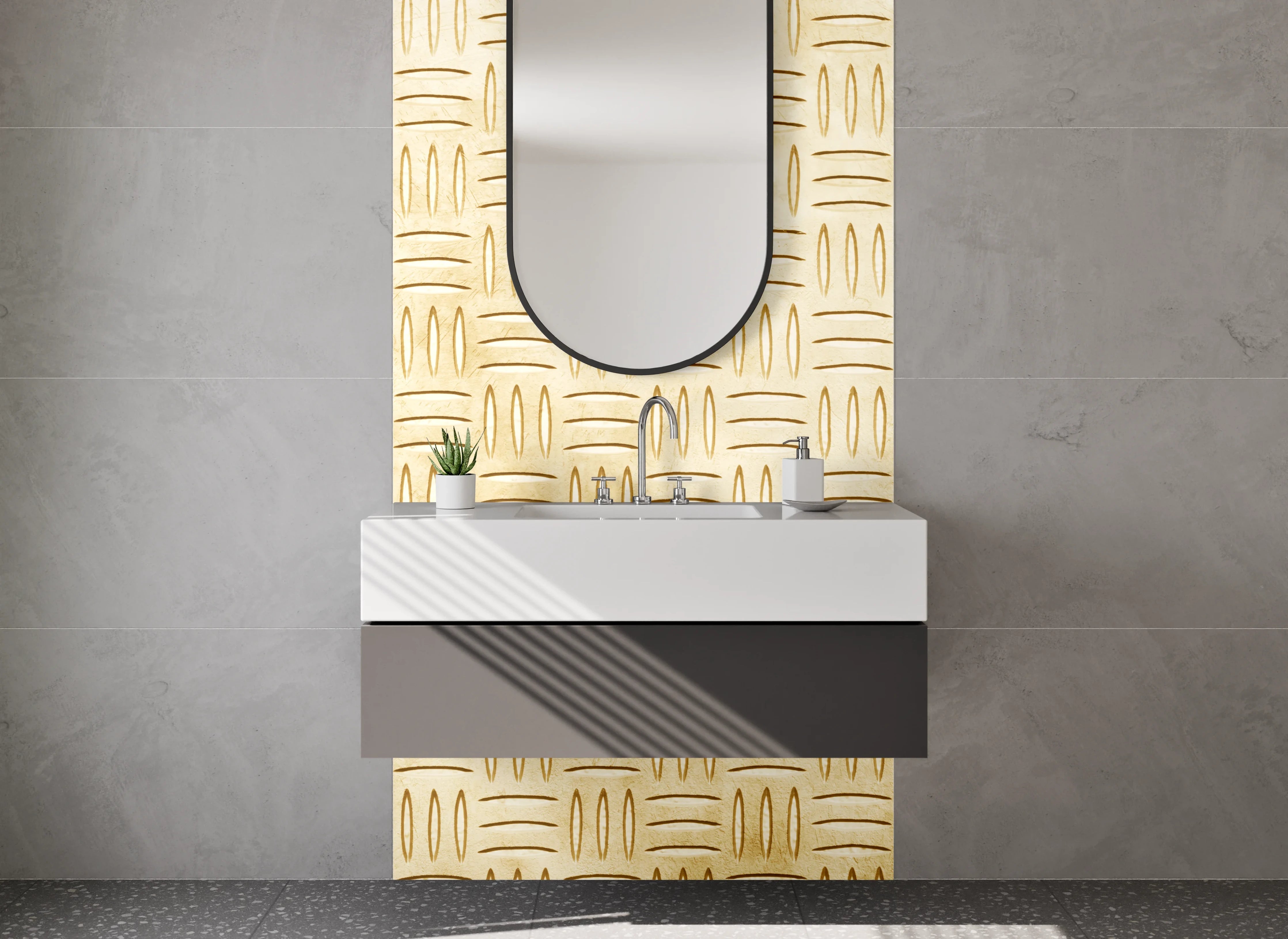 Waschbecken-Rückwand - Geflochtenes Korbmuster Beige Braun