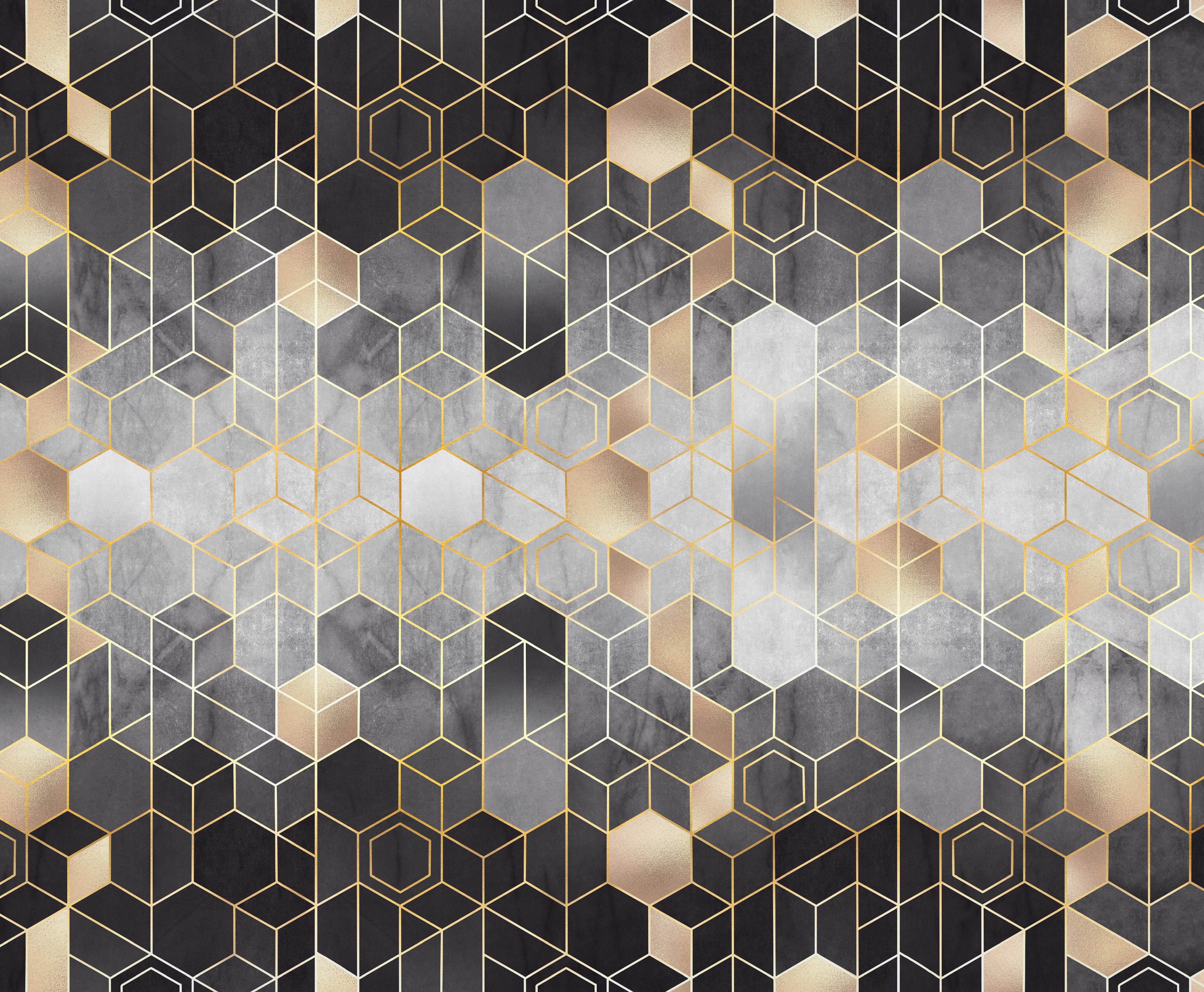 Waschbecken-Rückwand-Geometrisches Gold Design Fliesen Optik