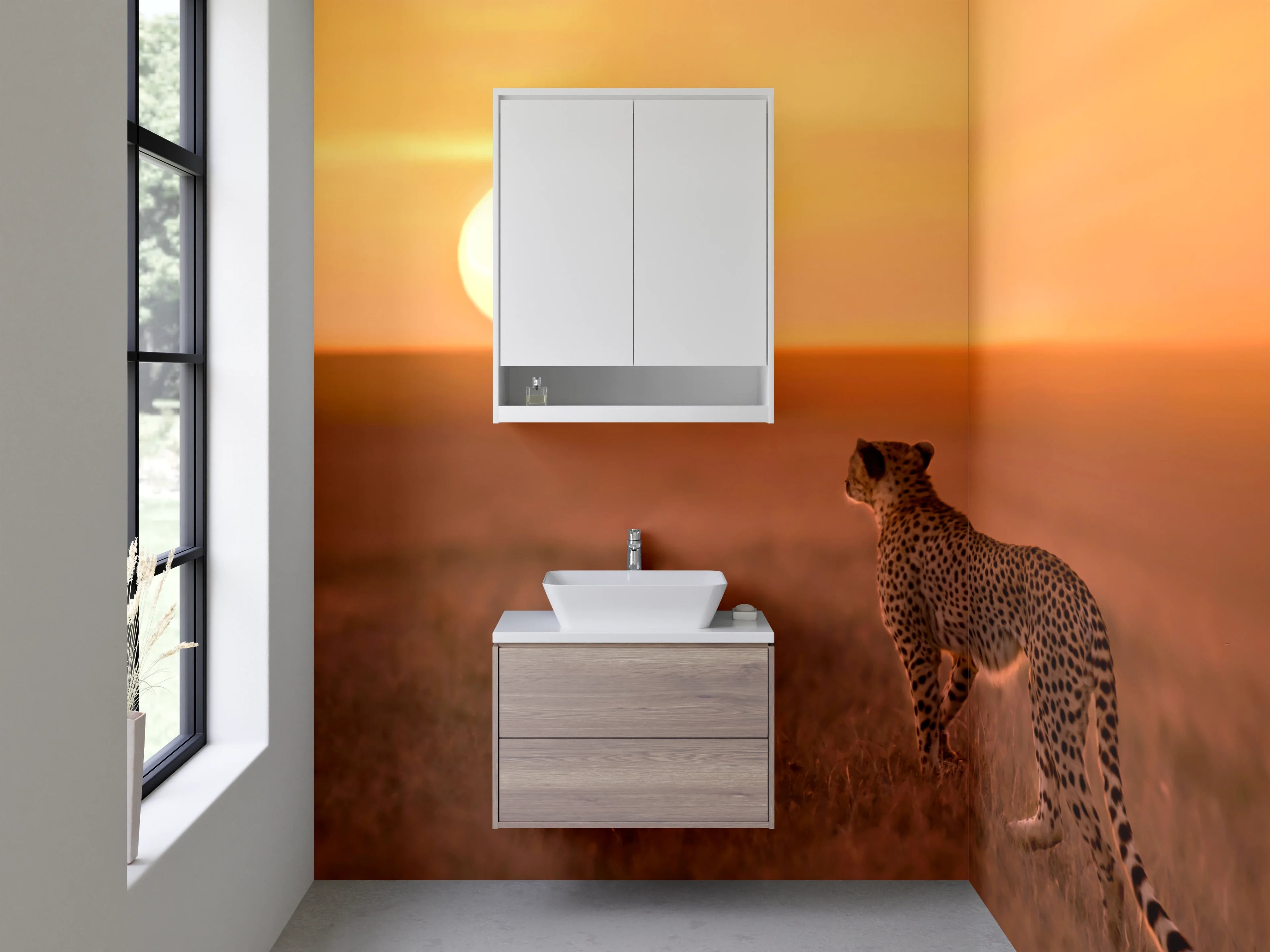 Waschbecken-Rückwand - Gepard bei Sonnenuntergang Savanne Poster