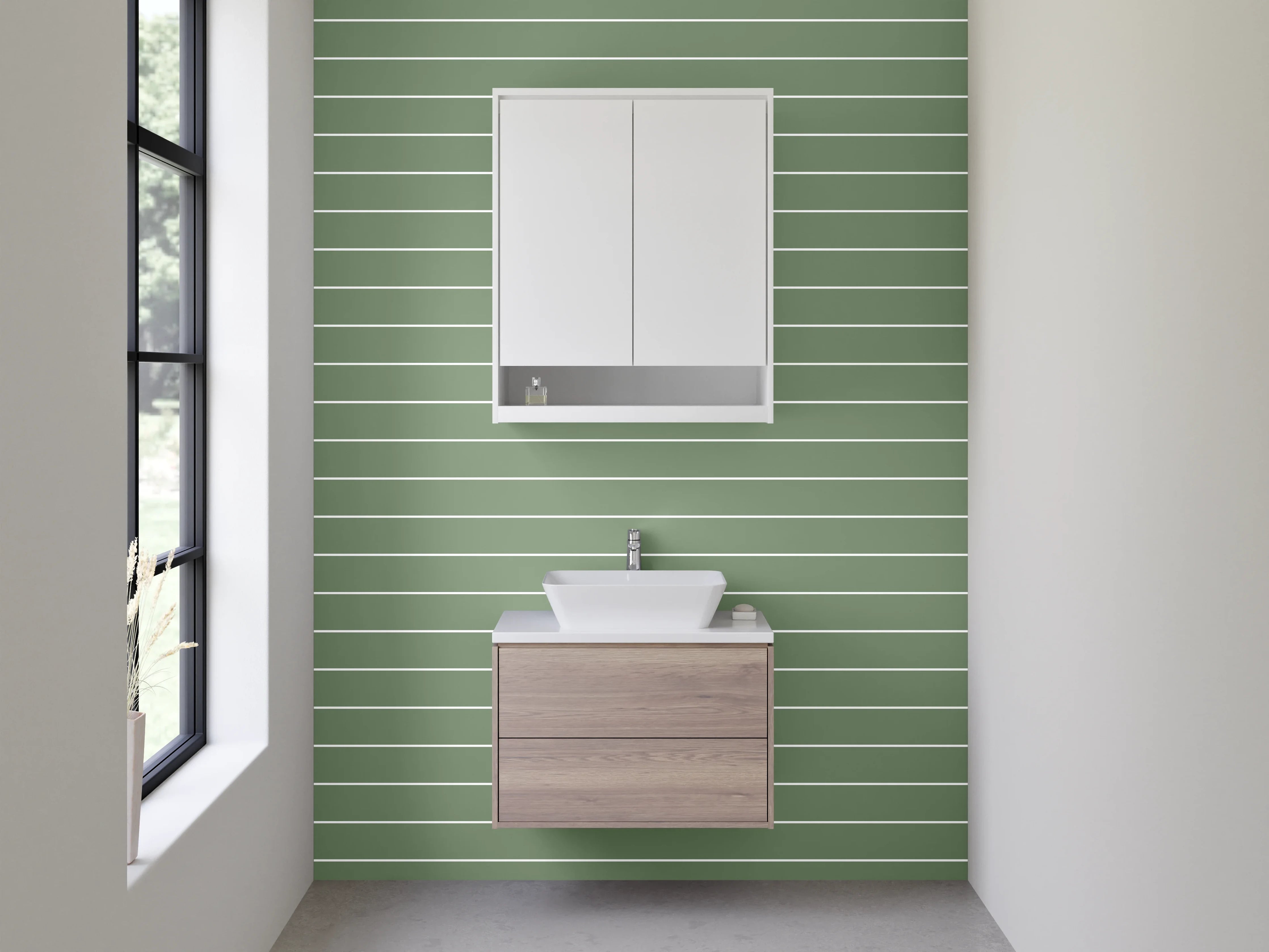 Waschbecken-Rückwand - Gestreiftes Mintgrün-Design modern