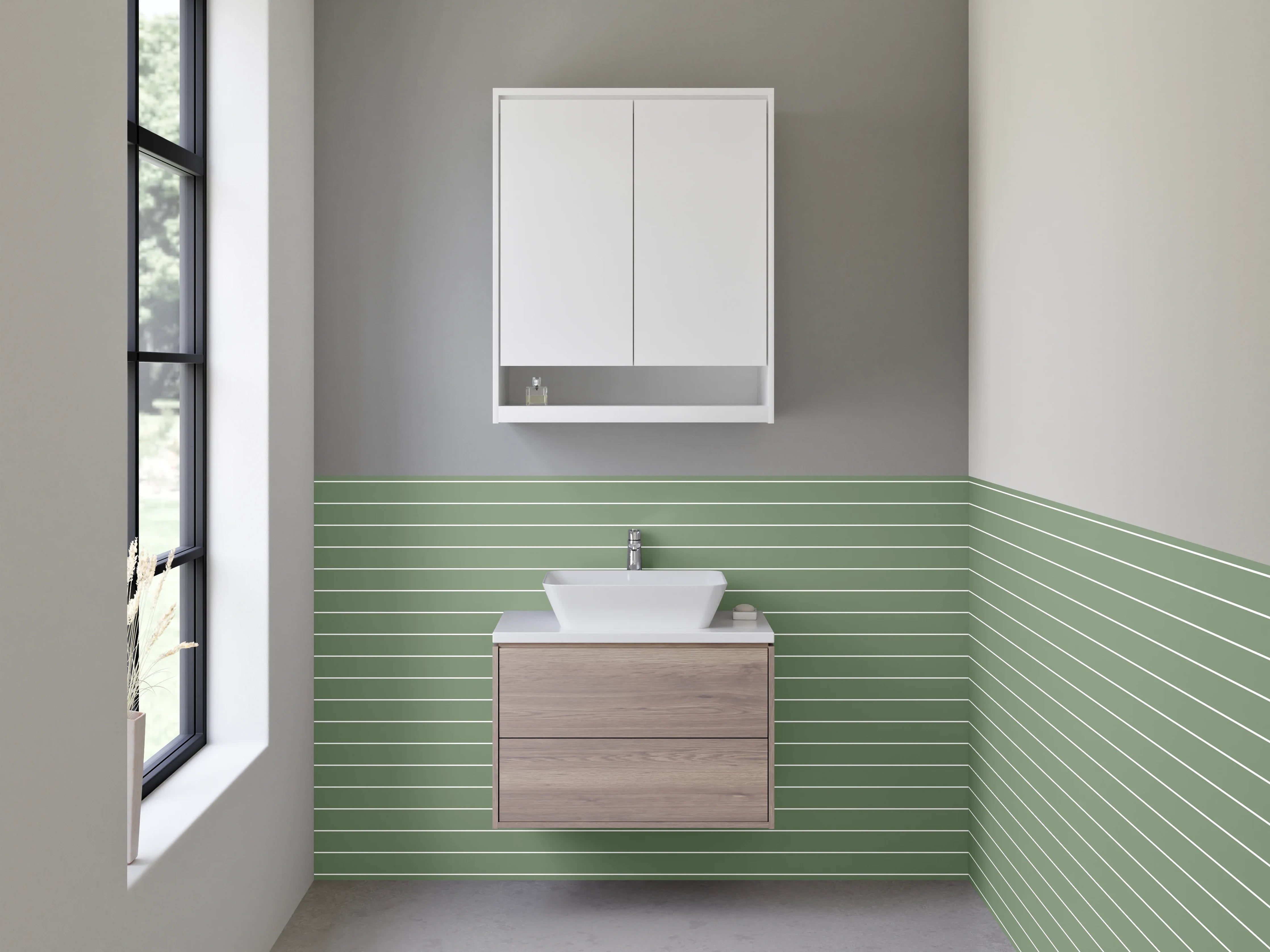 Waschbecken-Rückwand - Gestreiftes Mintgrün-Design modern