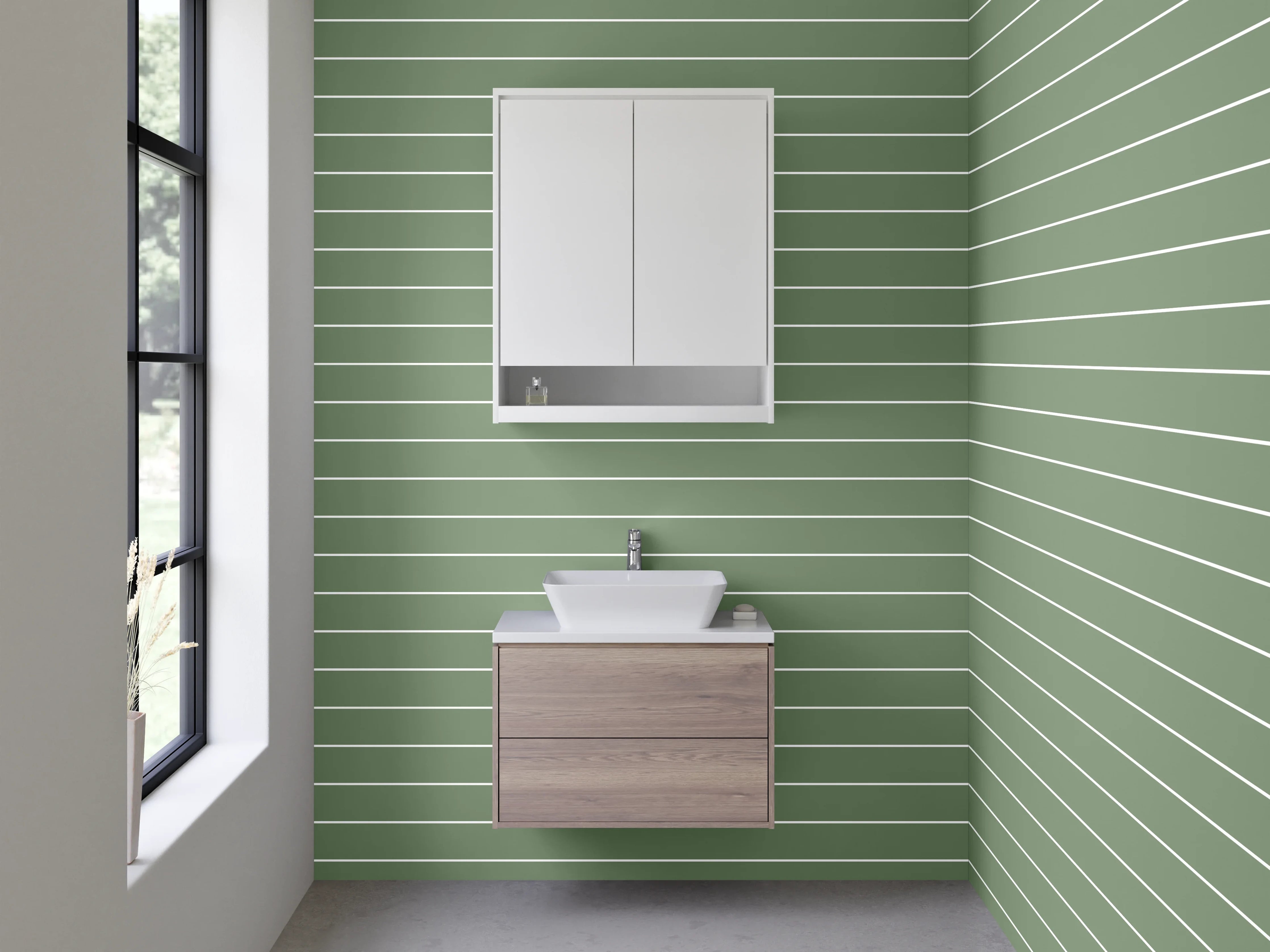 Waschbecken-Rückwand - Gestreiftes Mintgrün-Design modern