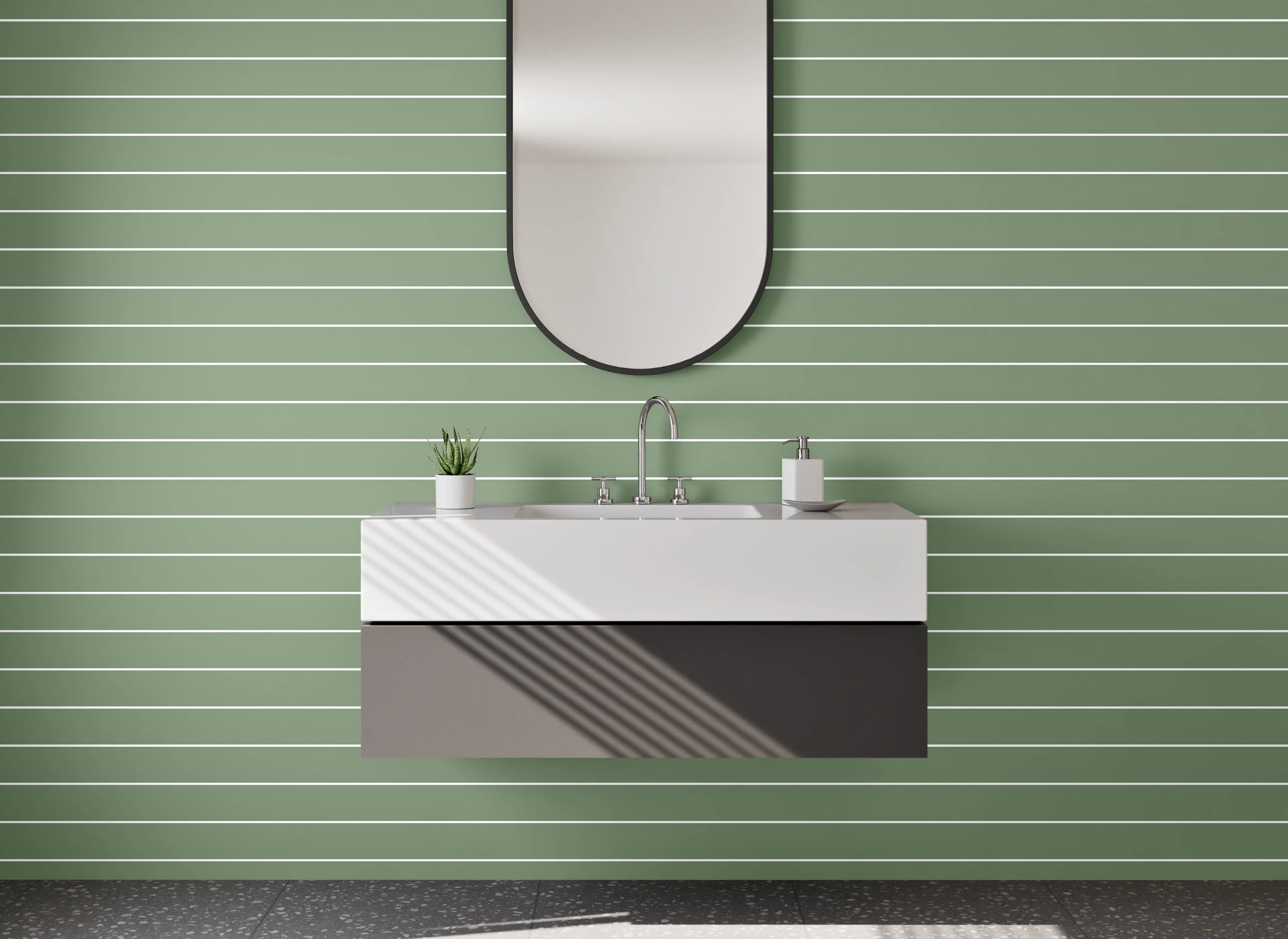 Waschbecken-Rückwand - Gestreiftes Mintgrün-Design modern