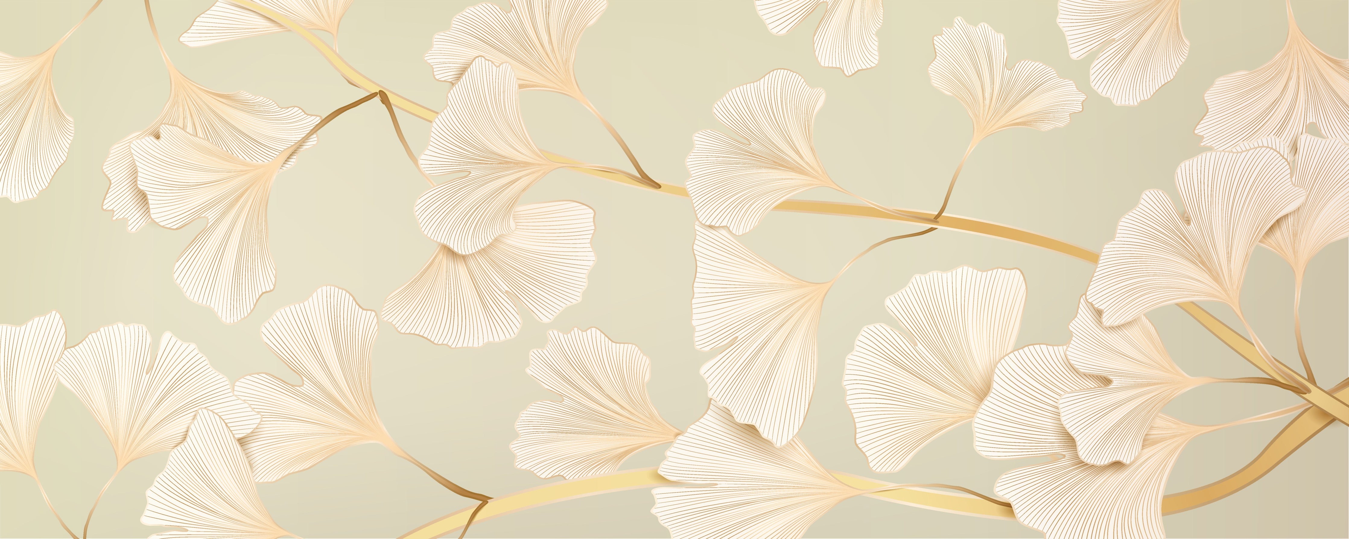 Waschbecken-Rückwand-Ginkgo Blätter Eleganz Wanddesign