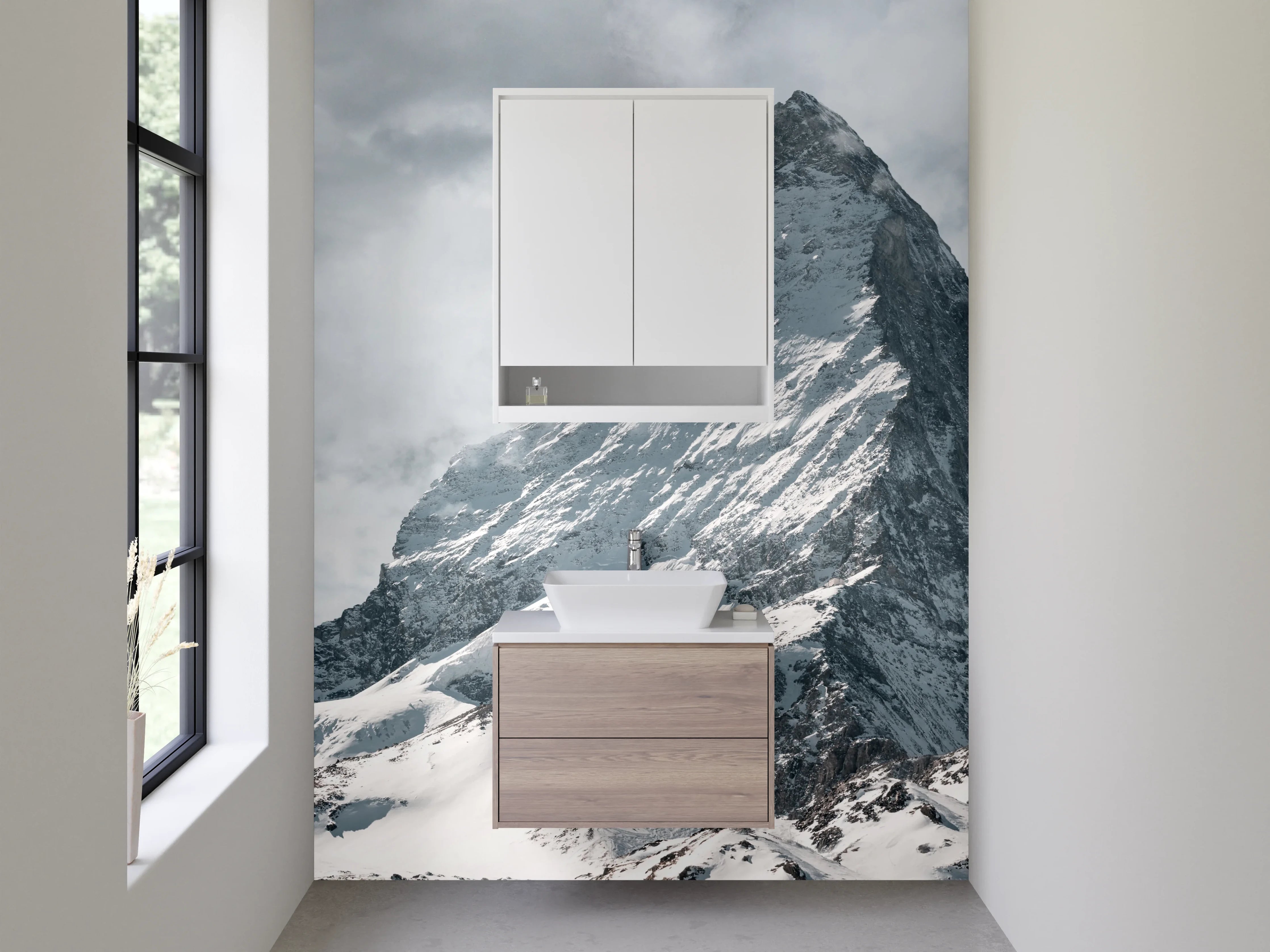 Waschbecken-Rückwand - Gipfelsturm in den Alpen