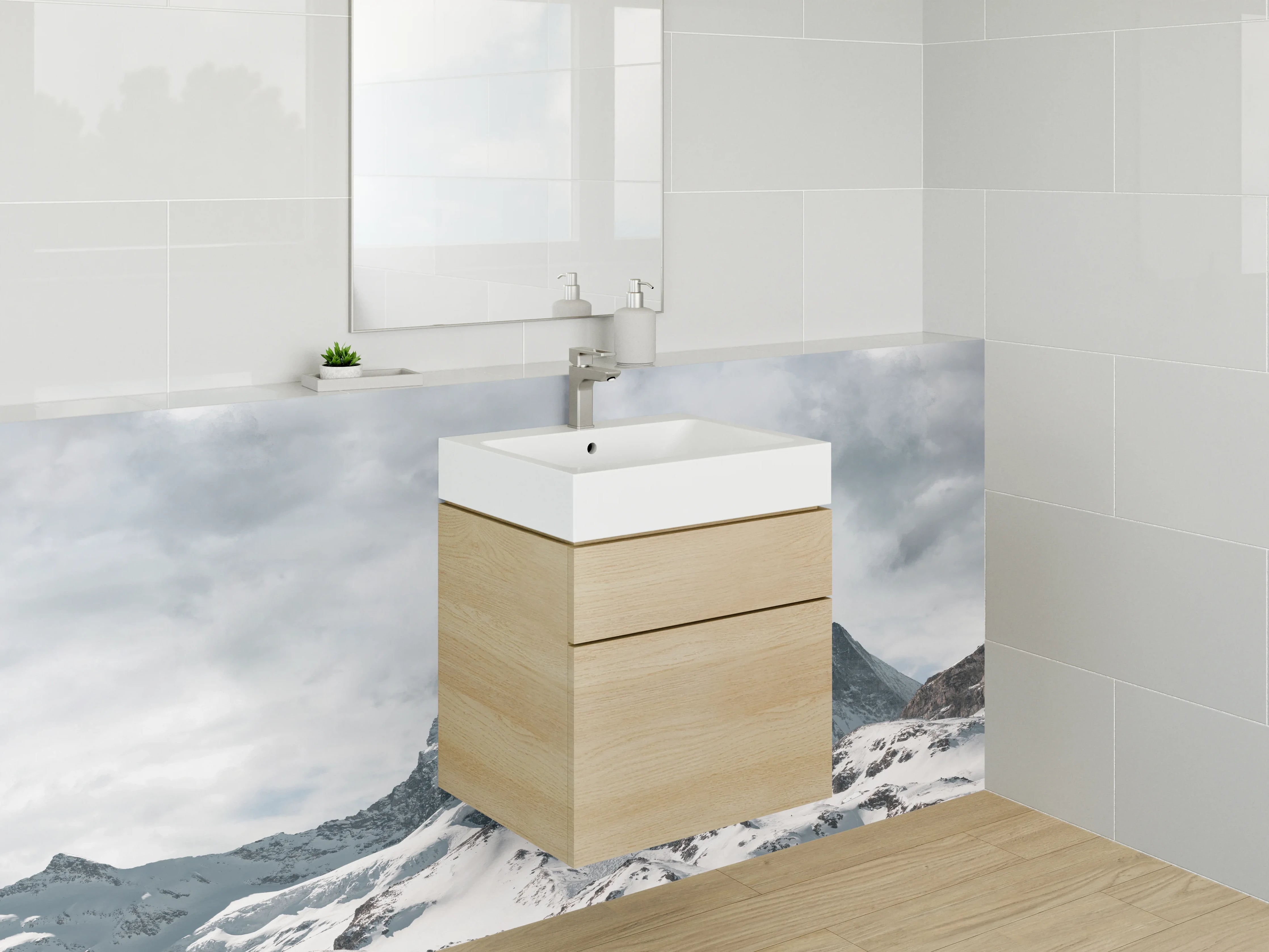 Waschbecken-Rückwand - Gipfelsturm in den Alpen