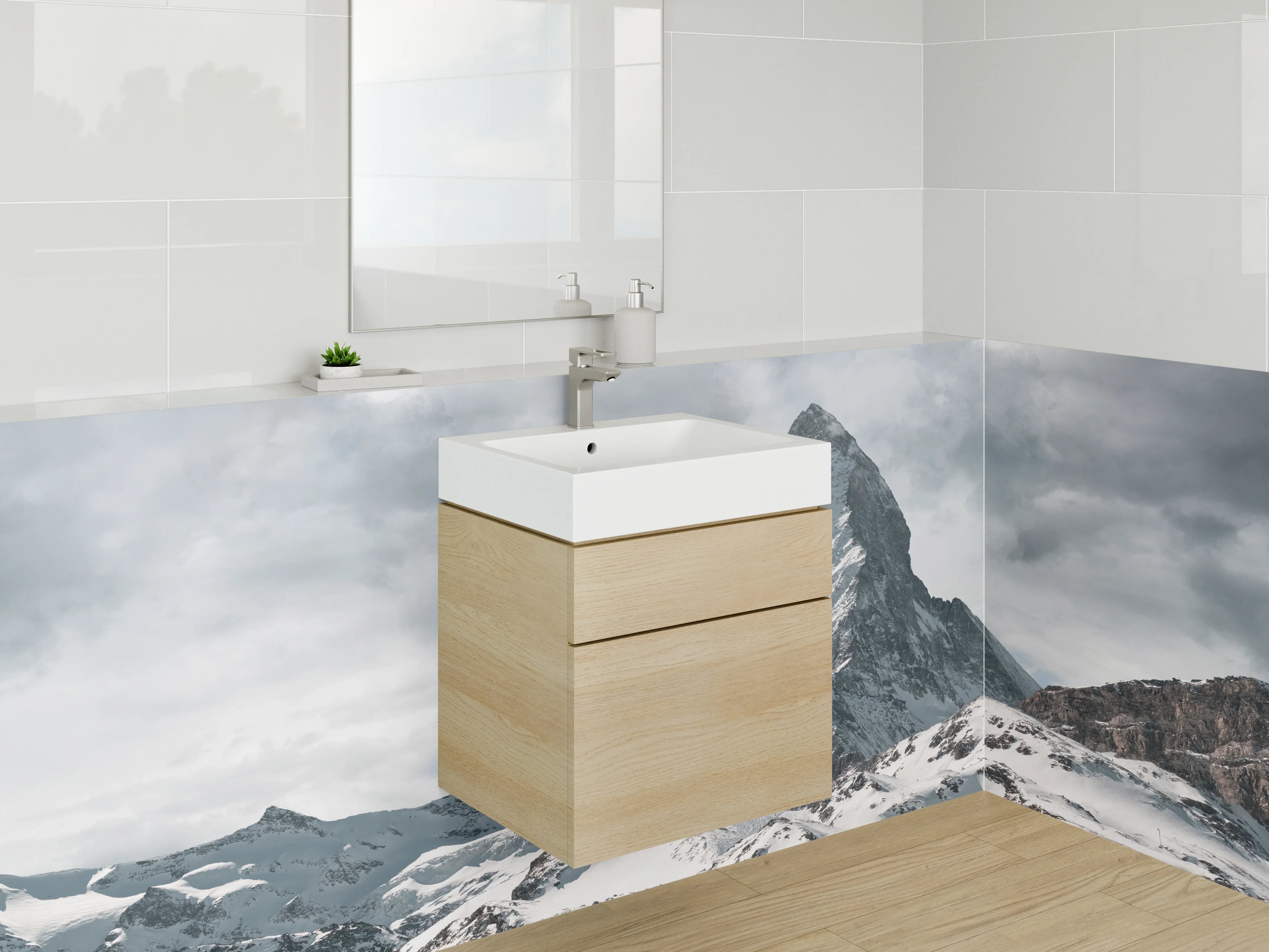 Waschbecken-Rückwand - Gipfelsturm in den Alpen