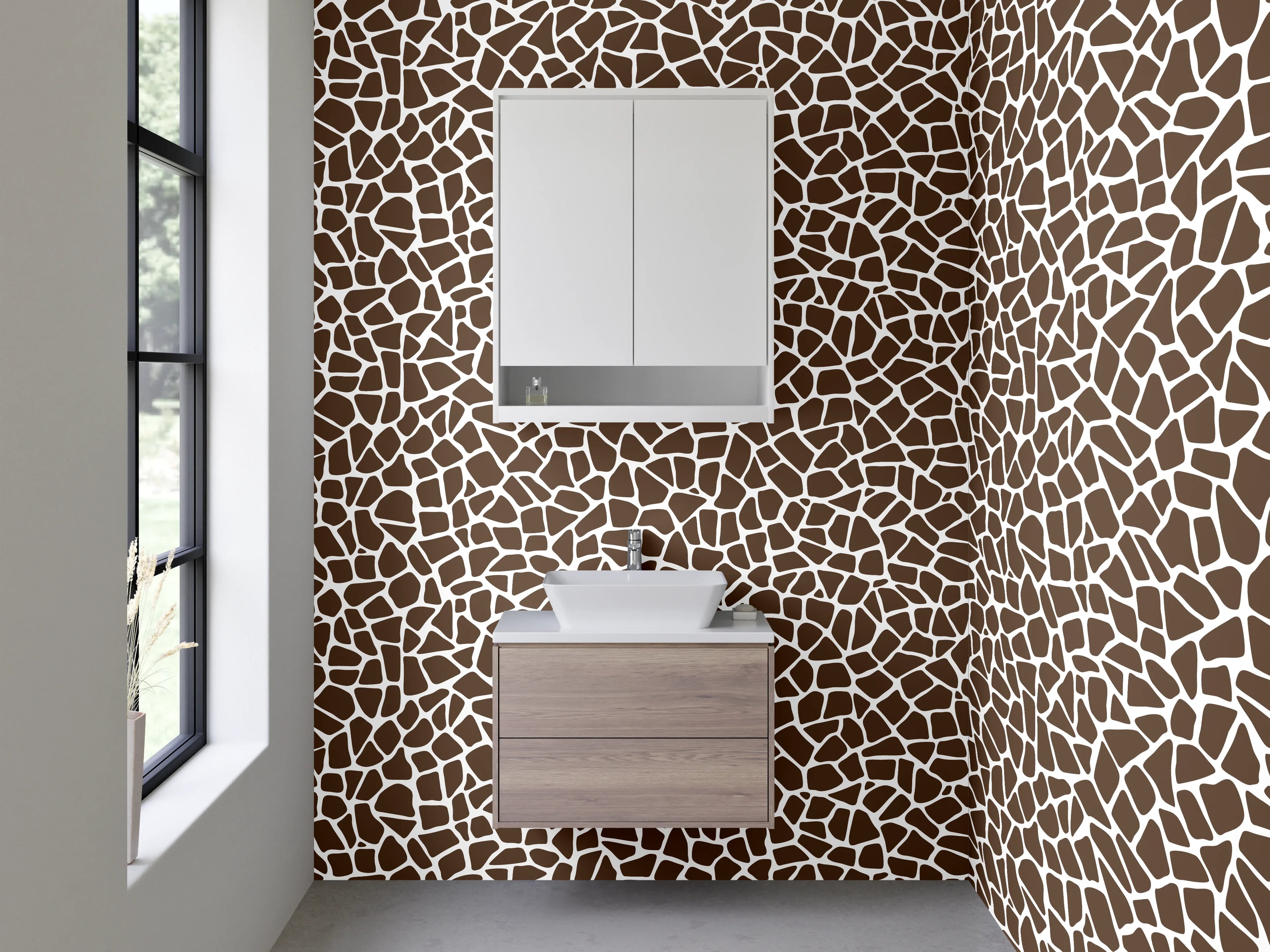 Waschbecken-Rückwand - Giraffenmuster Braun Weiß Modern