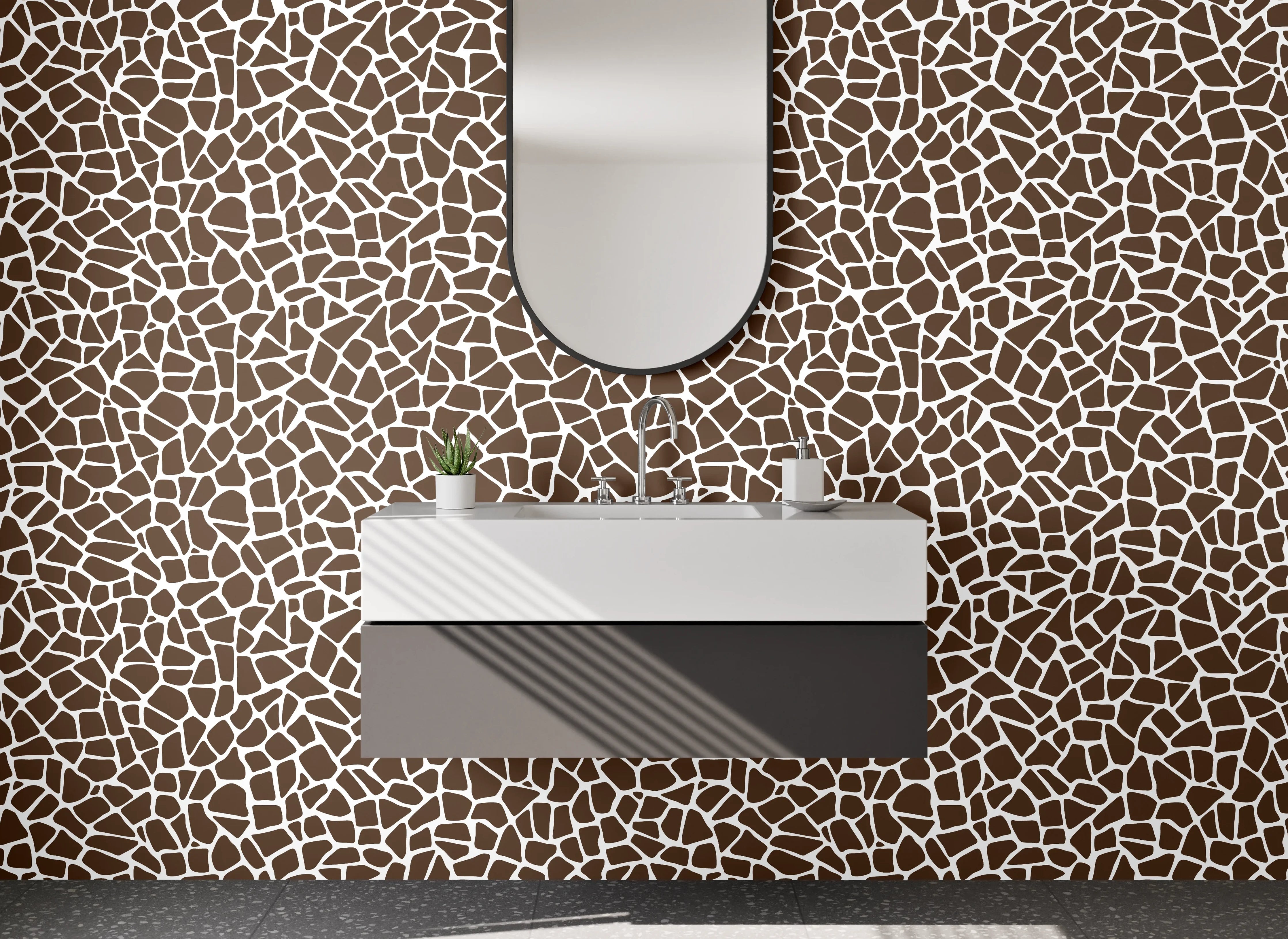 Waschbecken-Rückwand - Giraffenmuster Braun Weiß Modern