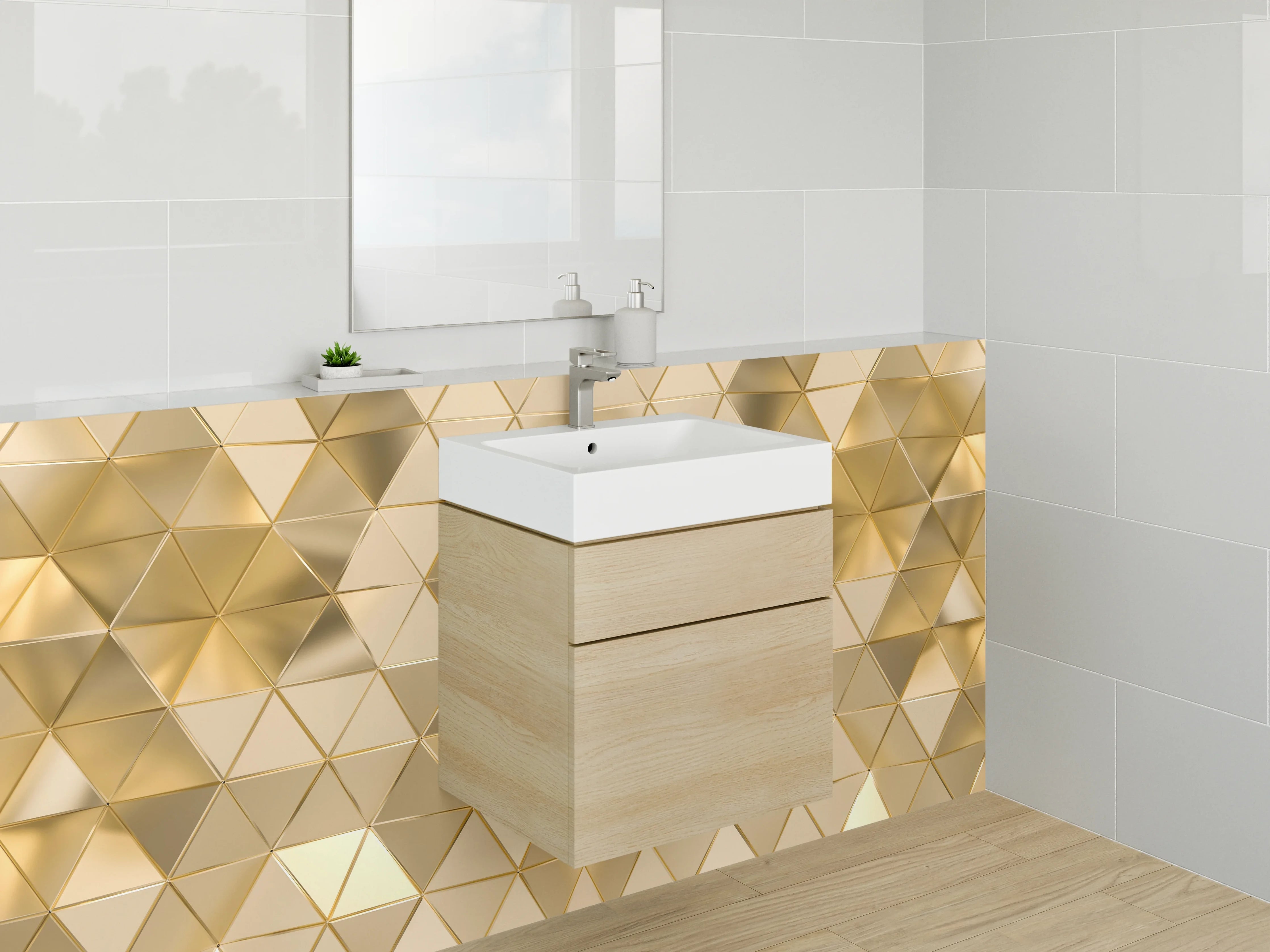 Waschbecken-Rückwand - Goldene 3D-Relief-Textur faszinierend