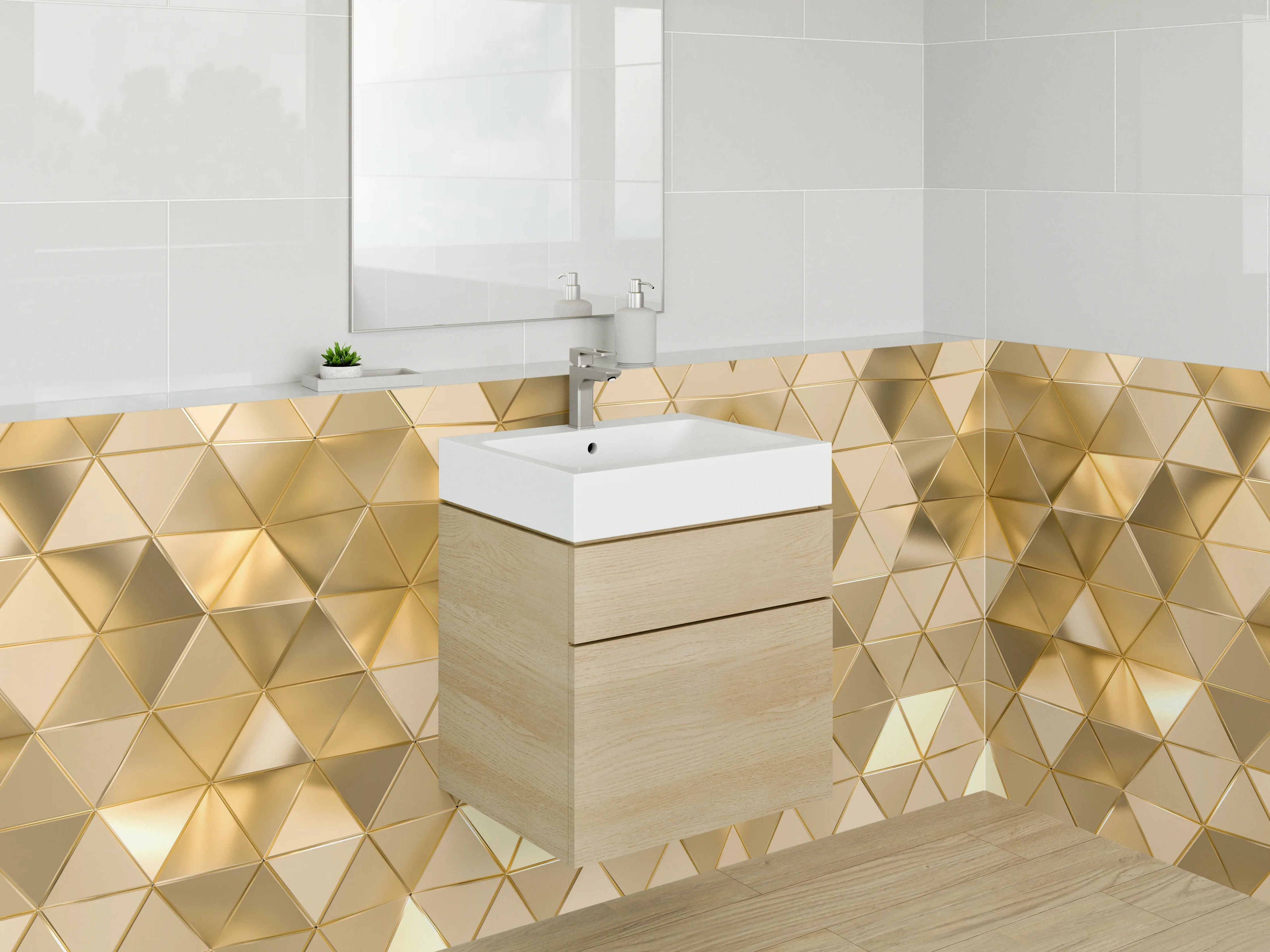 Waschbecken-Rückwand - Goldene 3D-Relief-Textur faszinierend