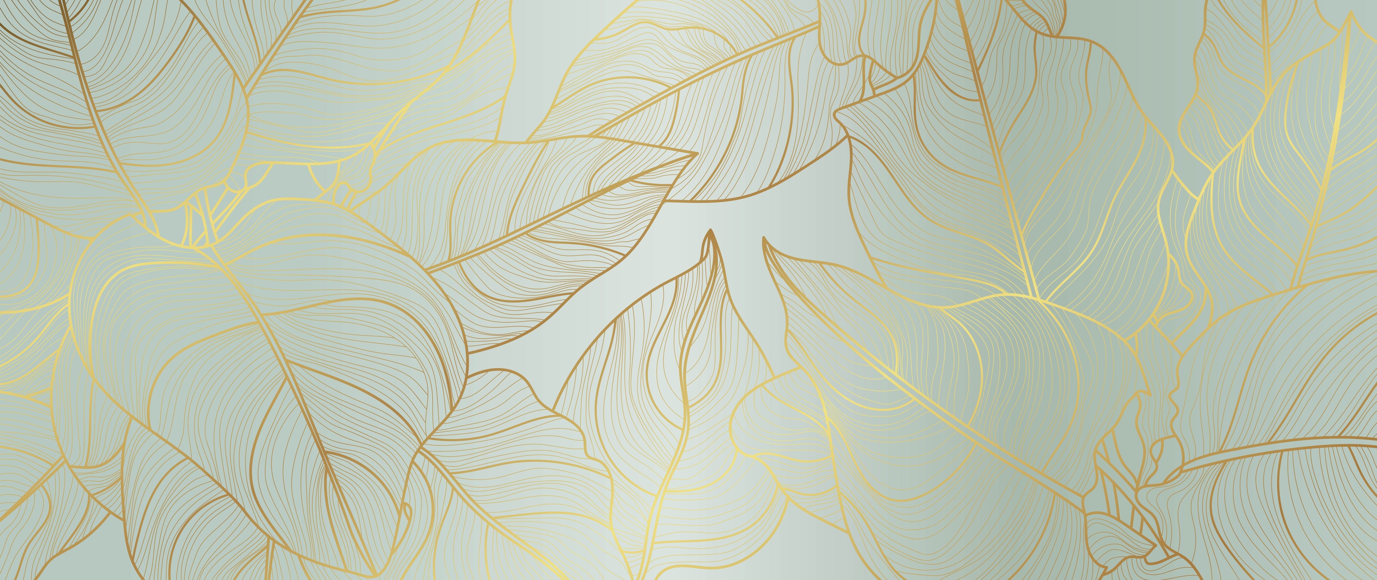 Waschbecken-Rückwand-Goldene Blätter Lineart auf Grün