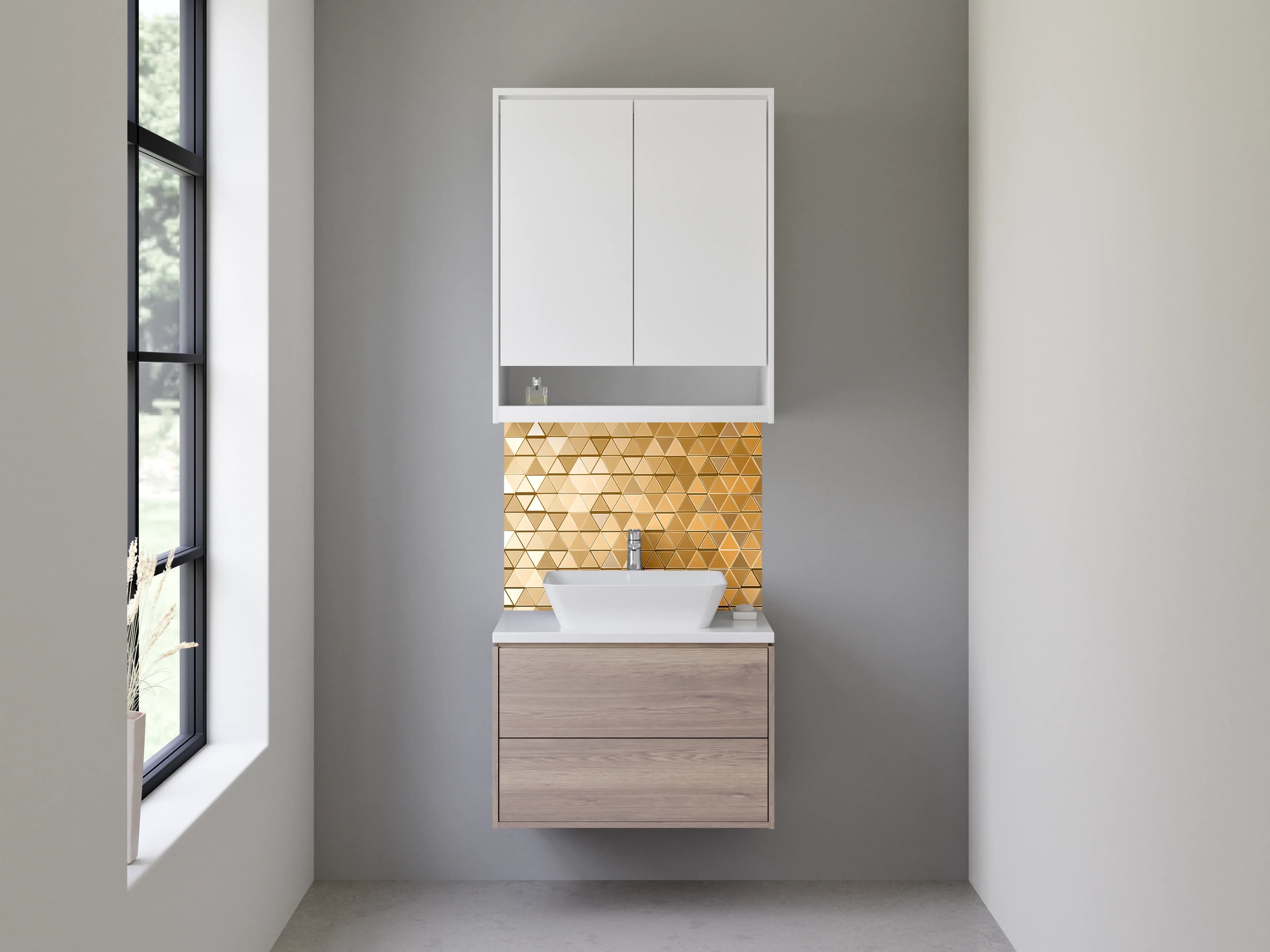 Waschbecken-Rückwand - Goldene Dreieck-Musterwand