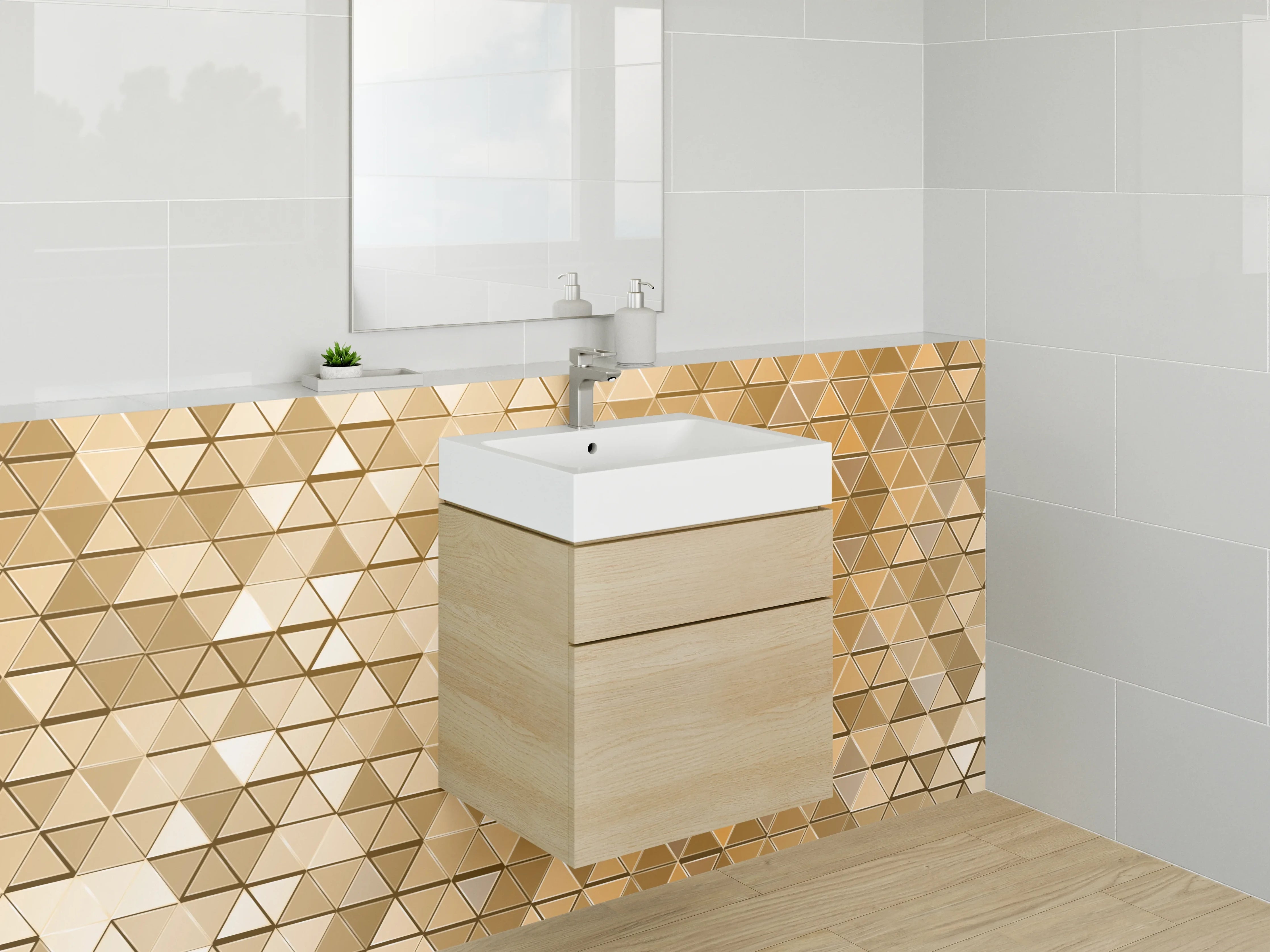 Waschbecken-Rückwand - Goldene Dreieck-Musterwand