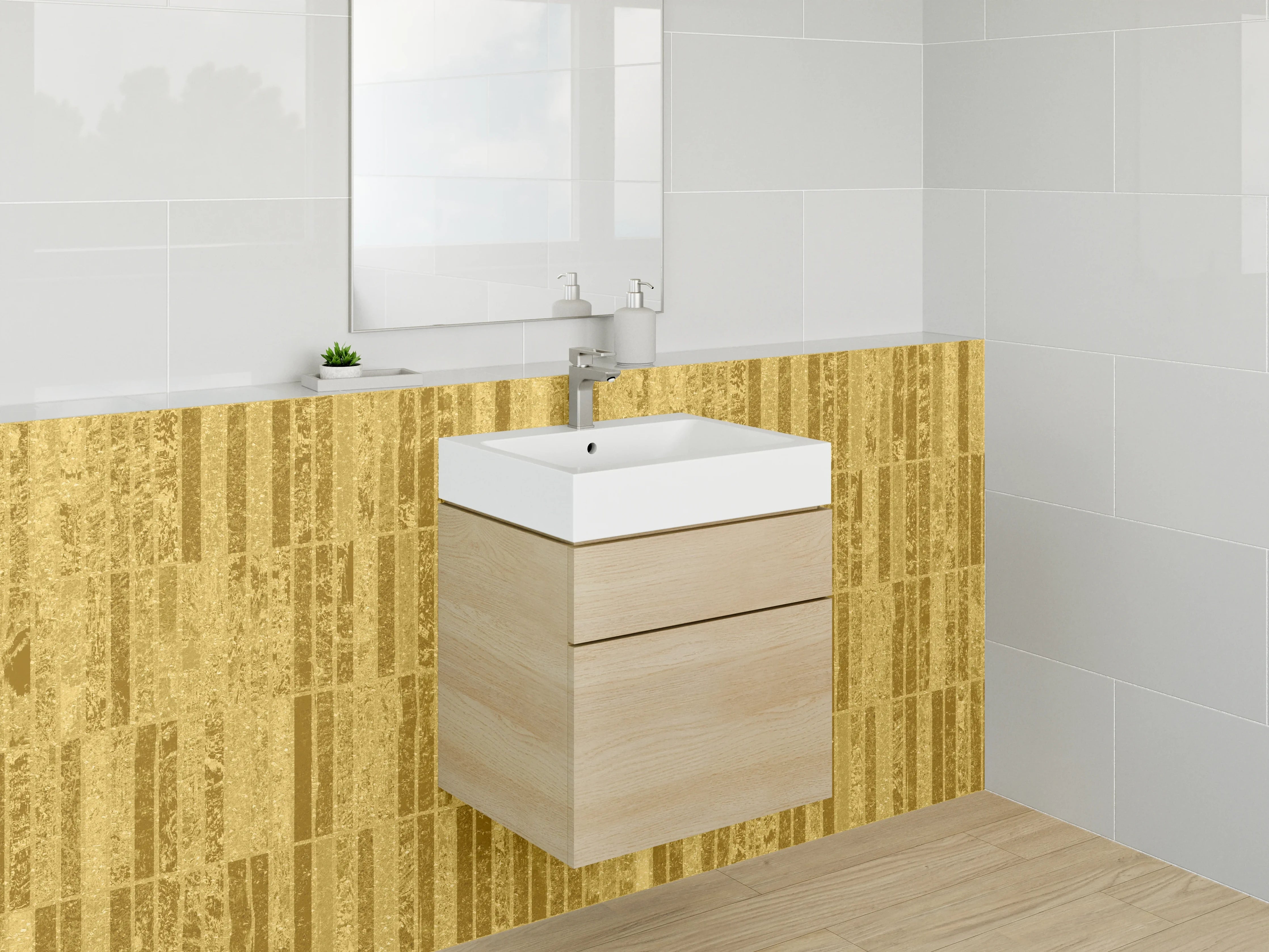 Waschbecken-Rückwand - Goldene Marmorstreifen Muster Fliesenoptik