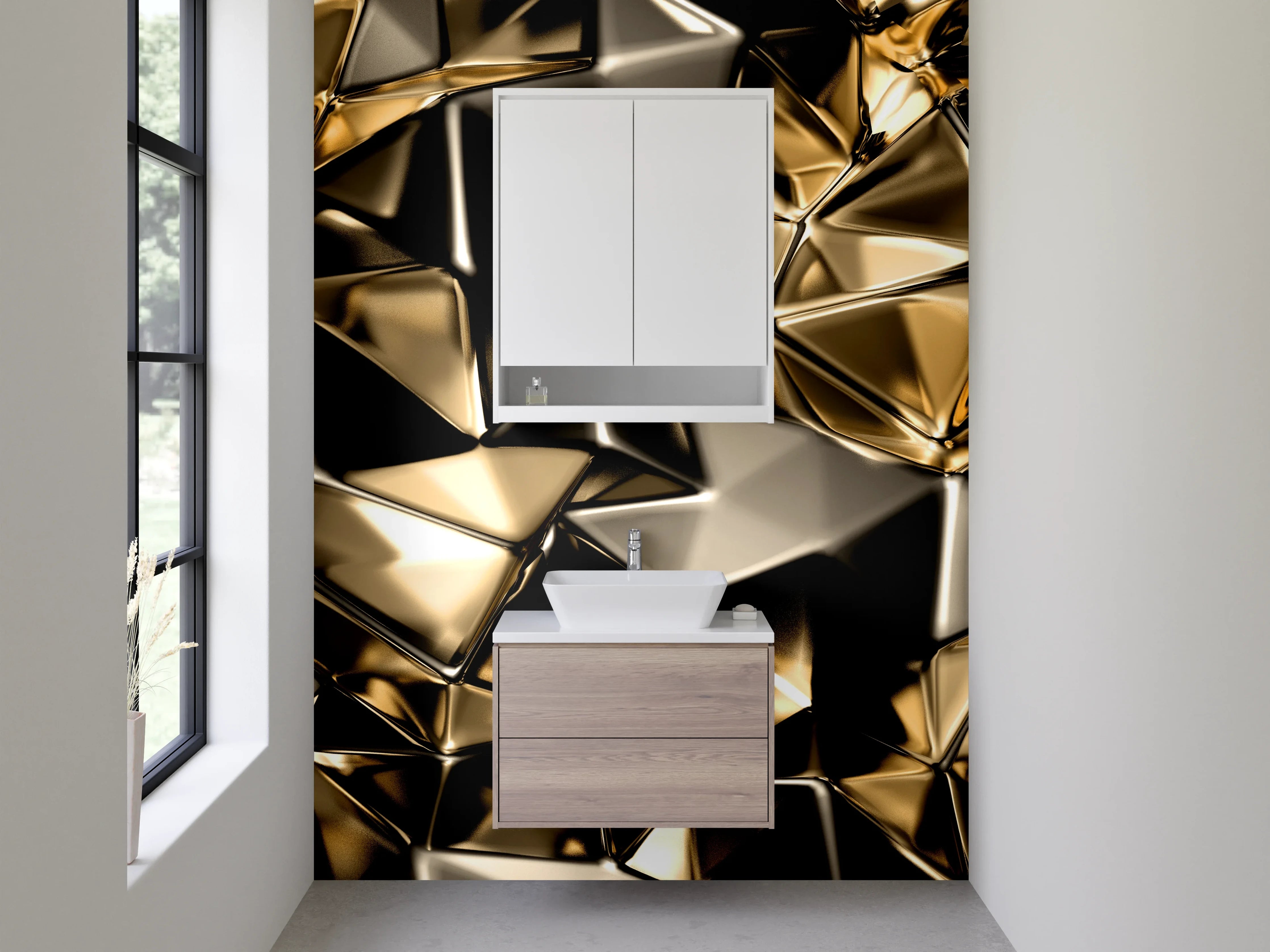 Waschbecken-Rückwand - Goldene Metallic Abstrakt Struktur