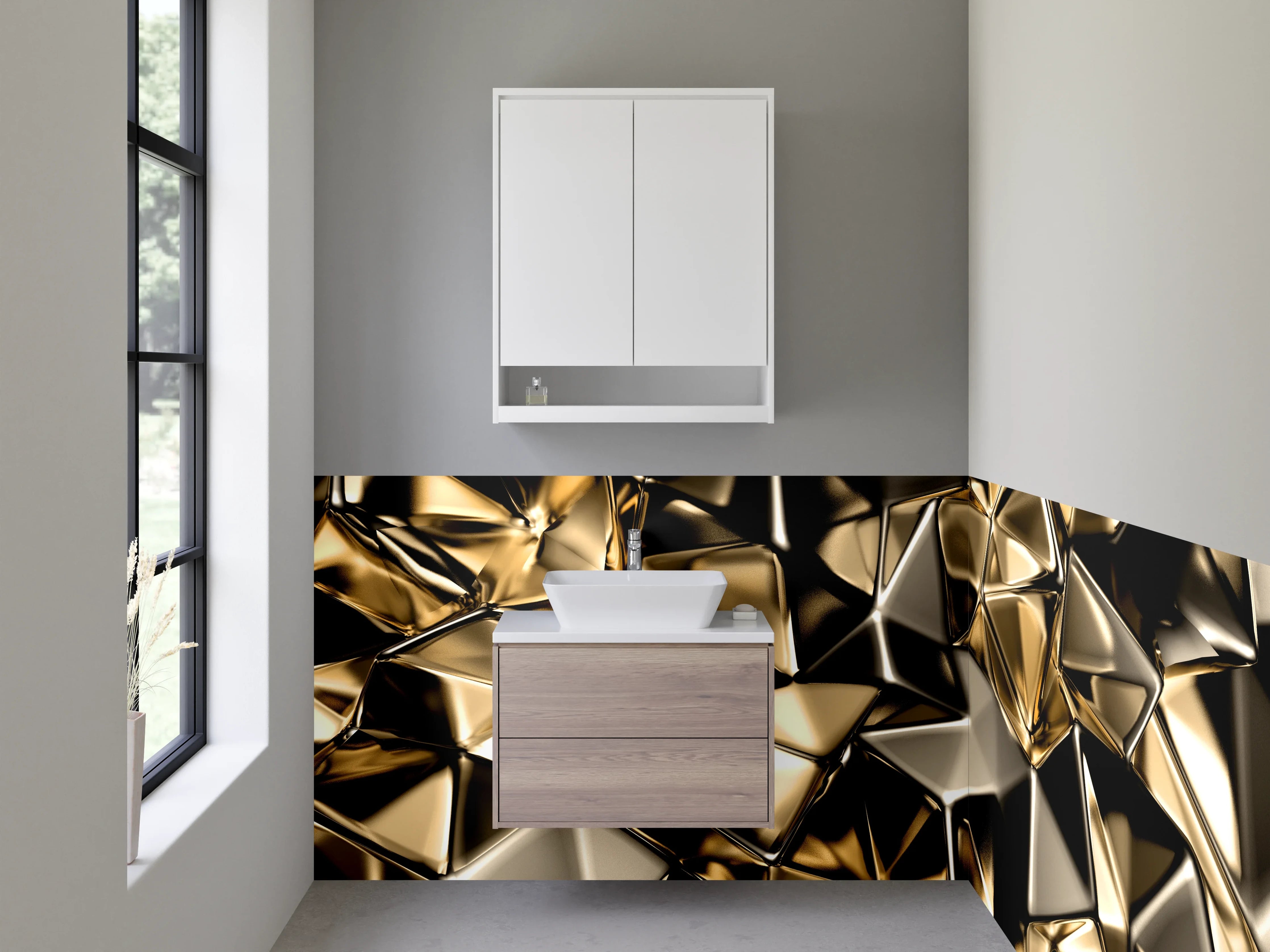 Waschbecken-Rückwand - Goldene Metallic Abstrakt Struktur