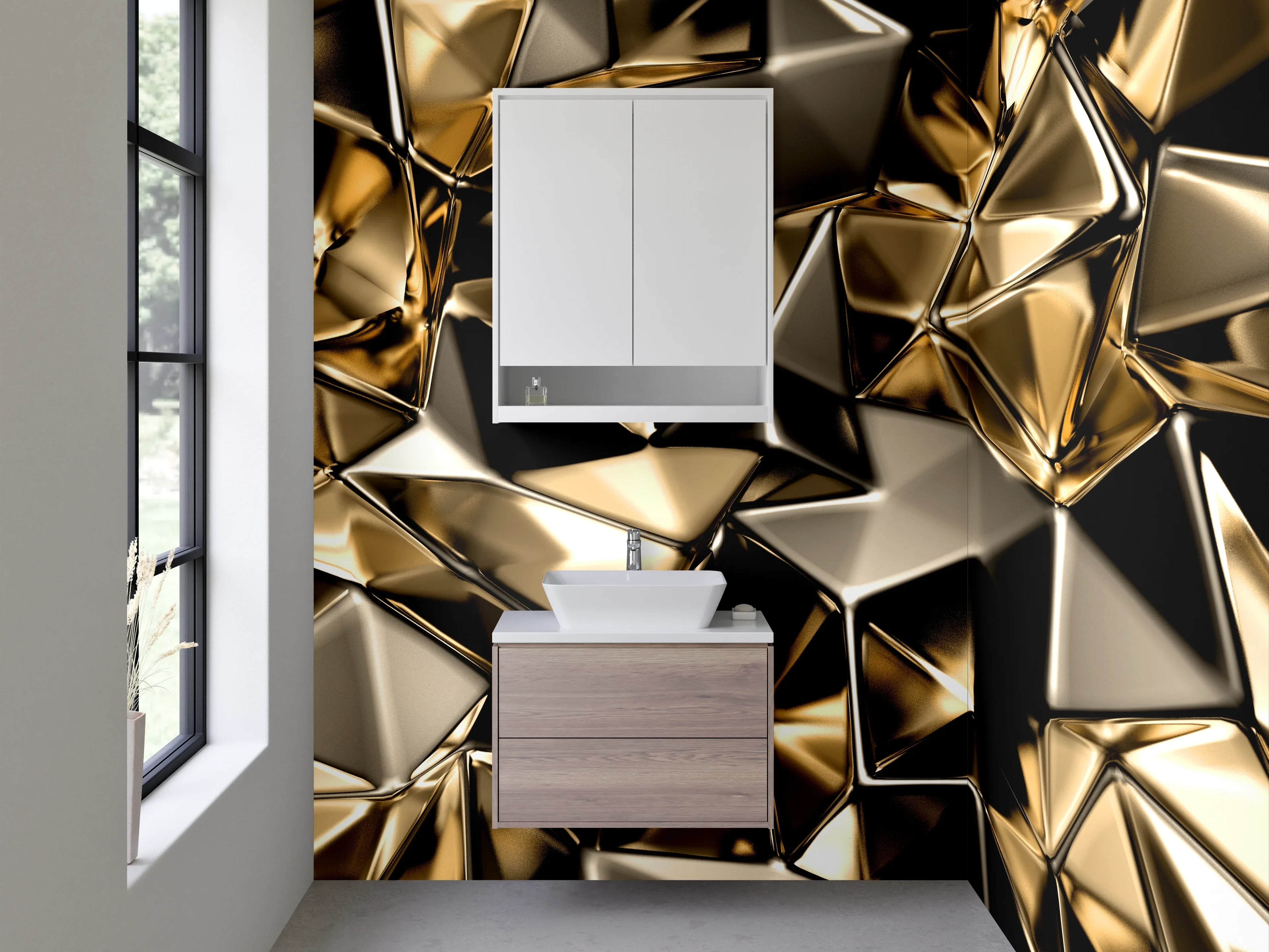 Waschbecken-Rückwand - Goldene Metallic Abstrakt Struktur