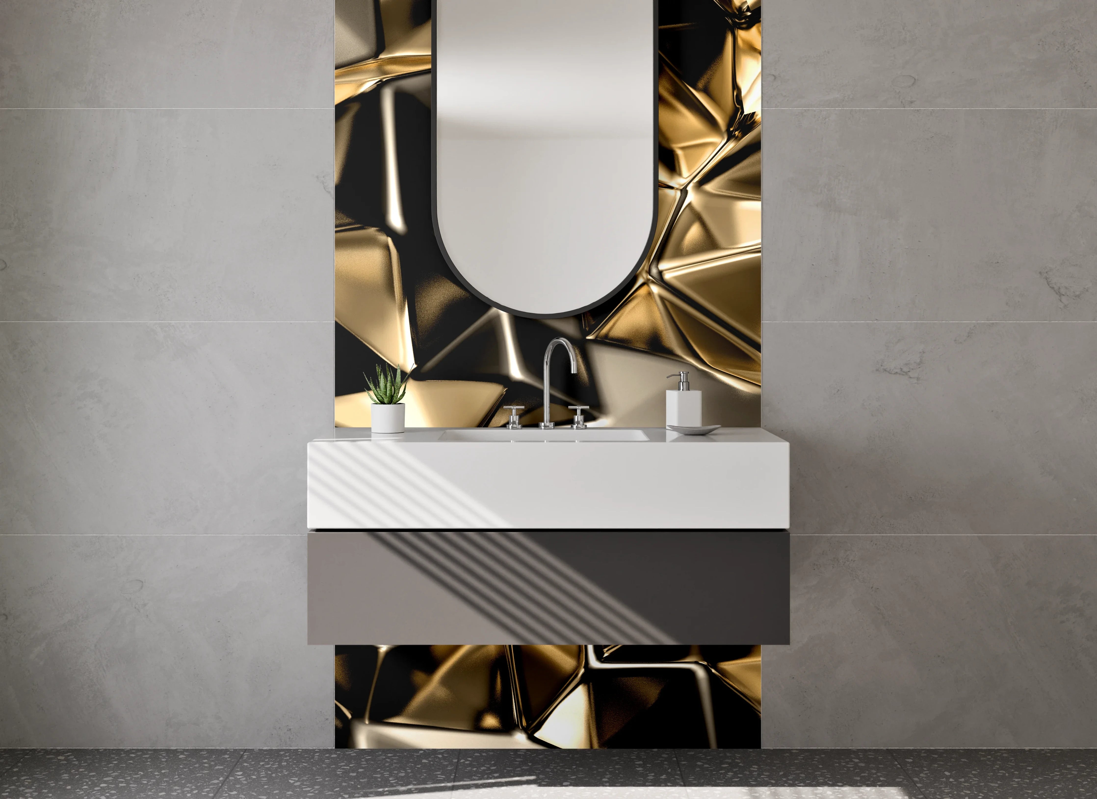 Waschbecken-Rückwand - Goldene Metallic Abstrakt Struktur