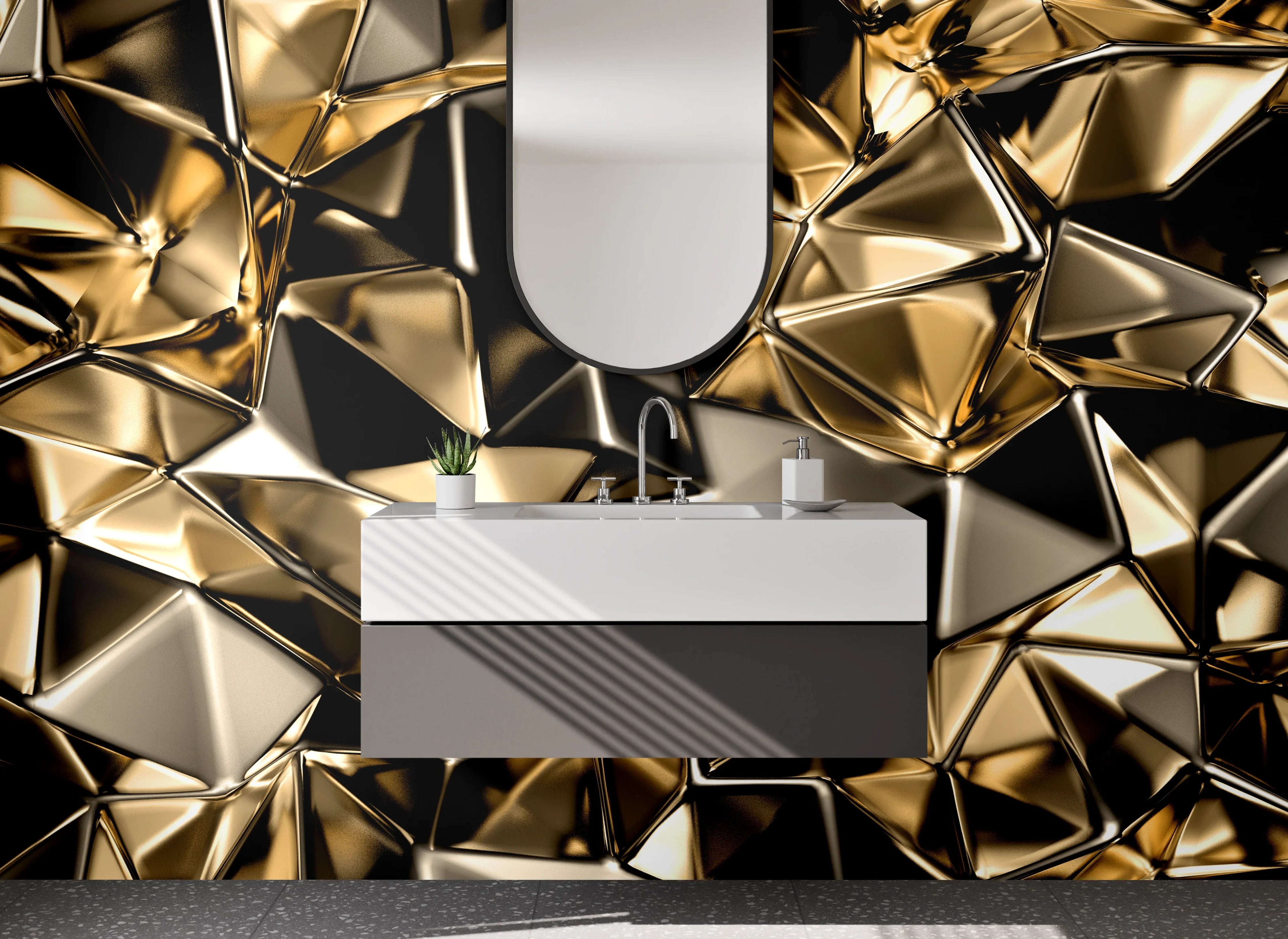 Waschbecken-Rückwand - Goldene Metallic Abstrakt Struktur