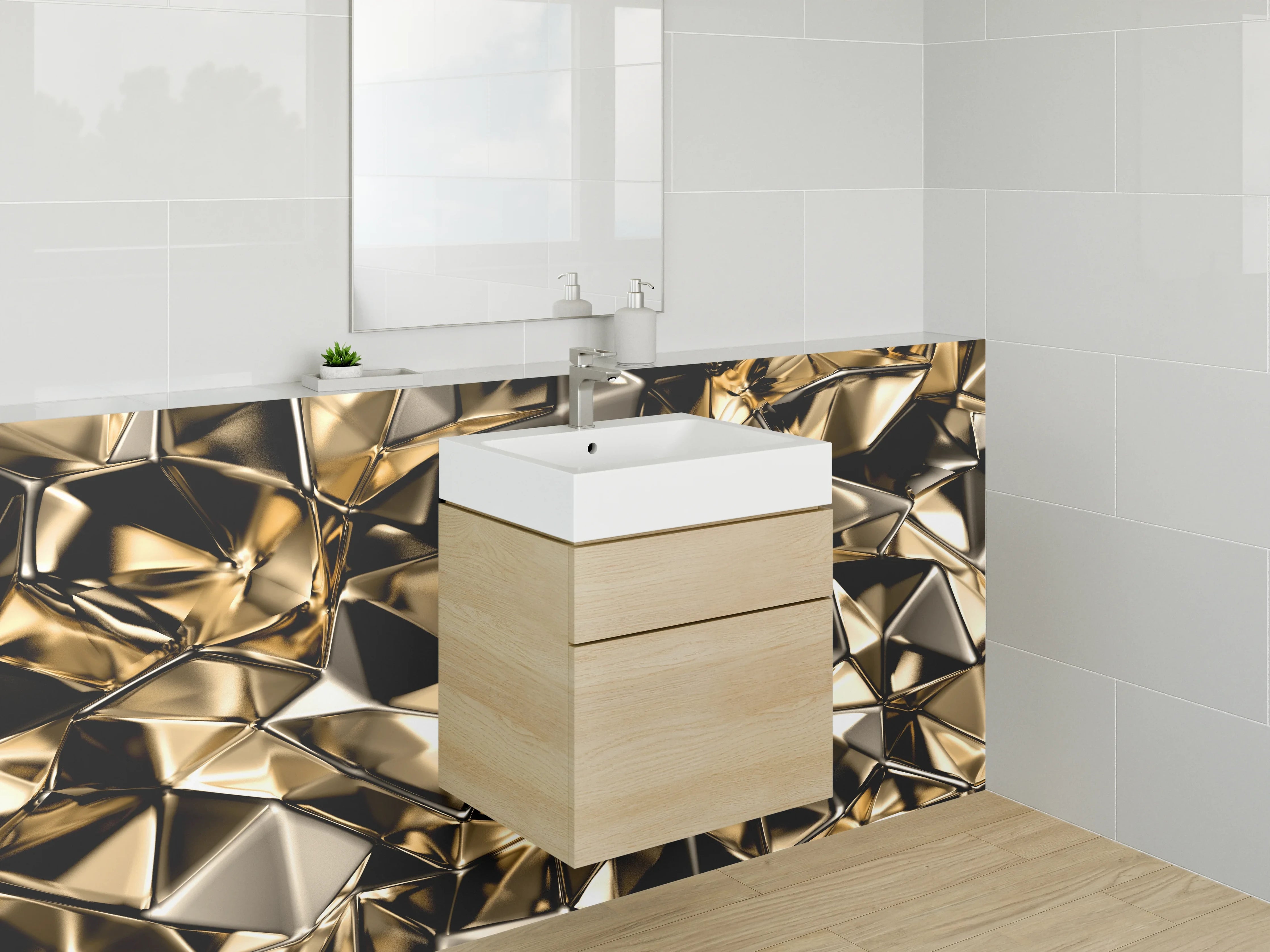 Waschbecken-Rückwand - Goldene Metallic Abstrakt Struktur