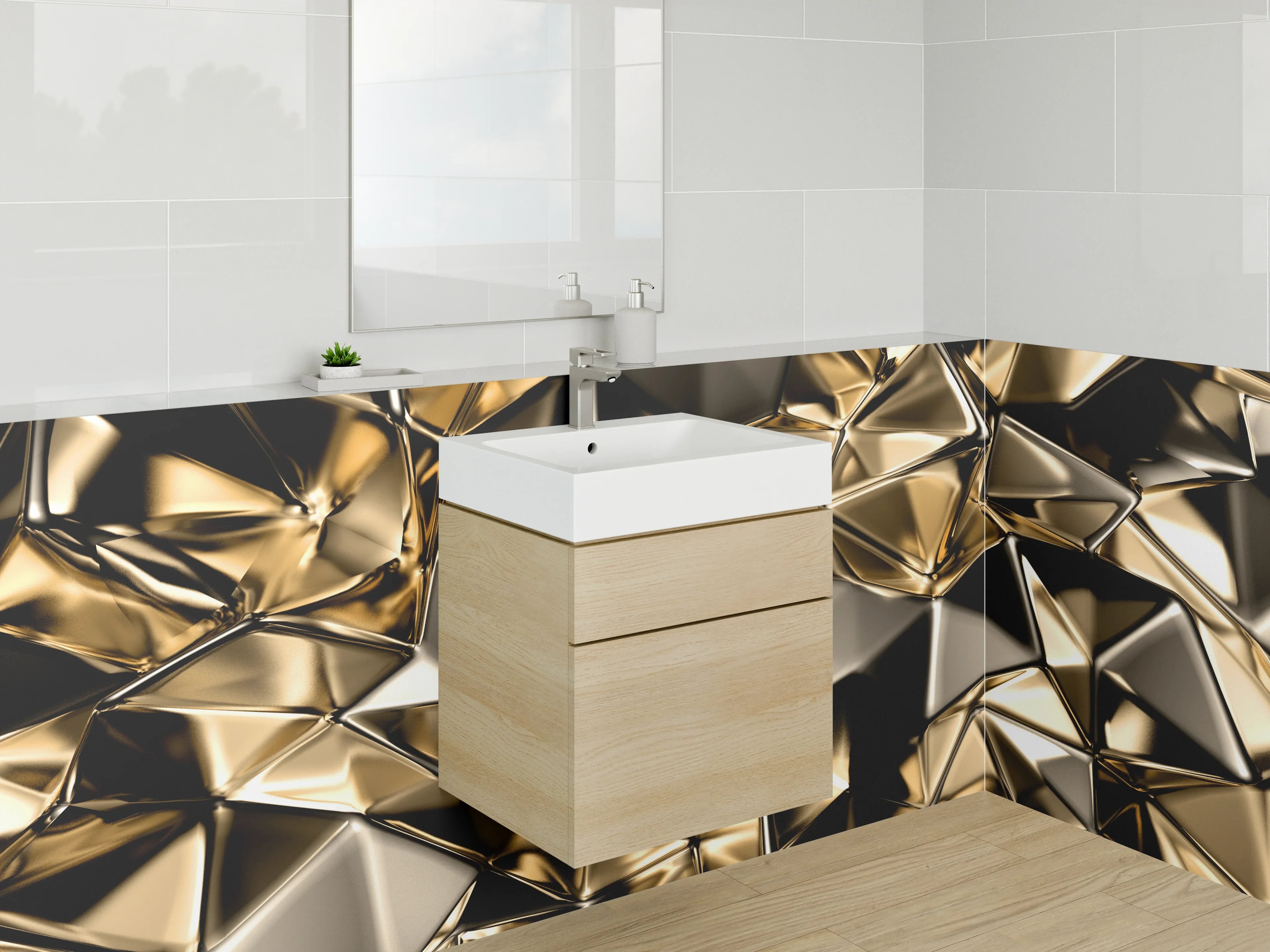 Waschbecken-Rückwand - Goldene Metallic Abstrakt Struktur